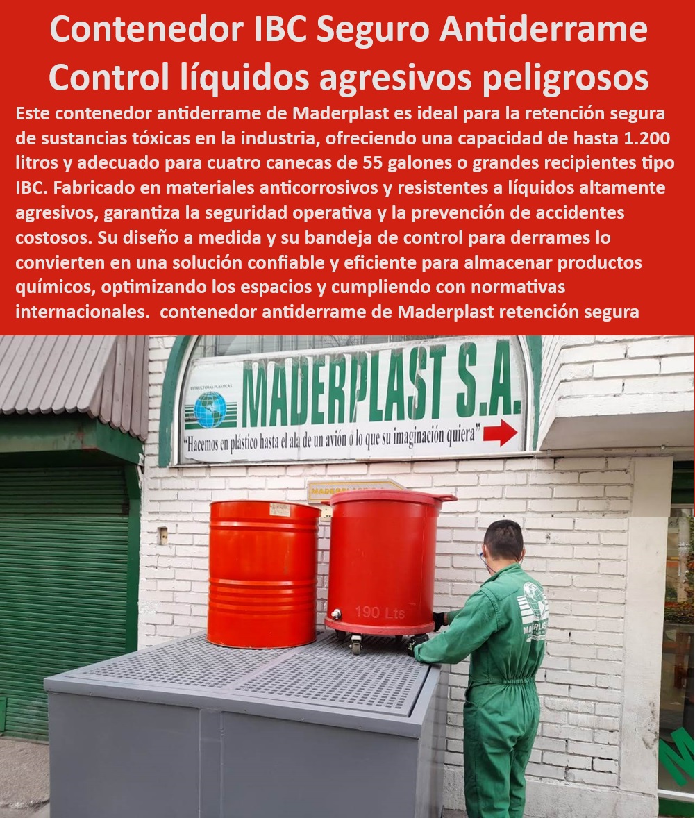 Contenedor Contención Derrames Canecas Toneles Contenedores IBC Maderplast Tranquilidad operativa prevención accidentes costosos IBC Productos a medida optimizar espacios IBC Estibas con bandeja de control para derrames IBC Contenedor Contenedores para líquidos altamente corrosivos - IBC con capacidad de 1200 litros - Contenedores IBC para sustancias tóxicas - ¿Qué contenedor IBC es recomendado para prevenir derrames? - Contenedores para manejo seguro de químicos - Prevención de derrames costosos en industrias - Contenedores IBC personalizados para empresas - Contenedores para la industria química - Contenedores IBC resistentes a la corrosión - ¿Cuál es el mejor contenedor IBC para líquidos corrosivos? - Contenedores IBC de alto rendimiento - Contenedores industriales para líquidos agresivos - Almacenamiento de líquidos peligrosos IBC - Contenedores IBC con normativa internacional - Optimización de espacio con contenedores IBC - Soluciones antiderrame para industrias - Sistemas de retención de líquidos industriales - Seguridad operativa con contenedores IBC - Contenedores seguros para químicos corrosivos - Estibas IBC para almacenamiento seguro - Estibas con control de derrames - Contenedor IBC para líquidos agresivos - Prevención de accidentes con contenedores IBC - IBC con bandeja de retención integrada - ¿Cómo puedo asegurar la seguridad en el manejo de sustancias tóxicas? - IBC diseñados para seguridad y durabilidad - IBC para protección ambiental - ¿Qué soluciones ofrece Maderplast para el almacenamiento de químicos peligrosos? - Soluciones de almacenamiento con contenedores IBC - ¿Dónde encontrar contenedores IBC que cumplen con normativas internacionales? Contenedor Contención Derrames Canecas Toneles Contenedores IBC Maderplast - Tranquilidad operativa prevención accidentes costosos IBC - Productos a medida optimizar espacios IBC - Estibas con bandeja de control para derrames IBC - Contenedor