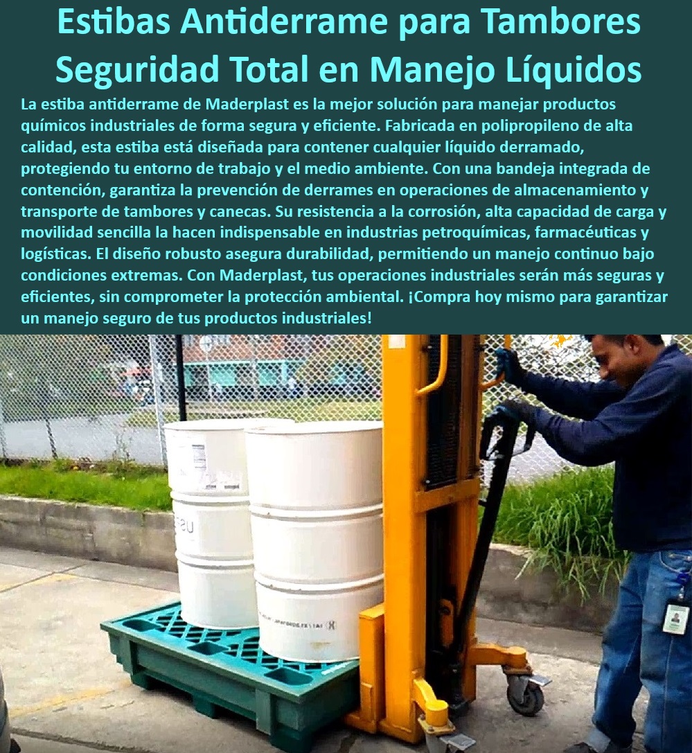 Contenedor Estiba Impermeable Contención Tambores Canecas Toneles Maderplast Contenedor con bandeja segura antiderrame Toneles Bandeja de contención para químicos industriales Toneles Estibas plásticas antiderrame Toneles Estibas PP Soluciones integrales para manejo seguro de químicos - Contenedores de contención para líquidos químicos - Soluciones de almacenamiento antiderrame con PP - ¿Cómo pueden las estibas de Maderplast prevenir derrames industriales? - Estibas para optimización de operaciones logísticas - ¿Cómo aseguran las estibas de Maderplast un manejo eficiente en la industria? - ¿Qué opciones tiene Maderplast para el almacenamiento seguro de químicos? - Soluciones Maderplast para manejo de líquidos - Estibas industriales para tambores con líquidos - Estibas resistentes a corrosivos para industria - Estibas robustas para uso continuo - Manejo seguro de sustancias peligrosas con estibas - Estibas con capacidad de carga pesada - Contenedores móviles para sustancias corrosivas - Contenedores de retención para ambientes industriales - Contención de derrames para sectores industriales - Estibas de manejo seguro para químicos - Estibas de polipropileno para ambientes externos - Estibas para contención de derrames en industrias - Sistemas antiderrames para tambores y canecas - Estibas de seguridad para productos químicos - ¿Qué estibas ofrece Maderplast para el manejo seguro de tambores? - Estibas adaptadas a normativas de seguridad - Estibas plásticas para tambores industriales - Estibas con diseño ergonómico para fábricas - Soluciones ecológicas para manejo de químicos - Contenedores con bandeja antiderrame para tambores - Manejo eficiente de líquidos peligrosos - Estibas para prevención de accidentes industriales - ¿Cuáles son las características de las estibas antiderrames de Maderplast? Contenedor Estiba Impermeable Contención Tambores Canecas Toneles Maderplast - Contenedor con bandeja segura antiderrame Toneles - Bandeja de contención para químicos industriales Toneles - Estibas plásticas antiderrame Toneles - Estibas PP