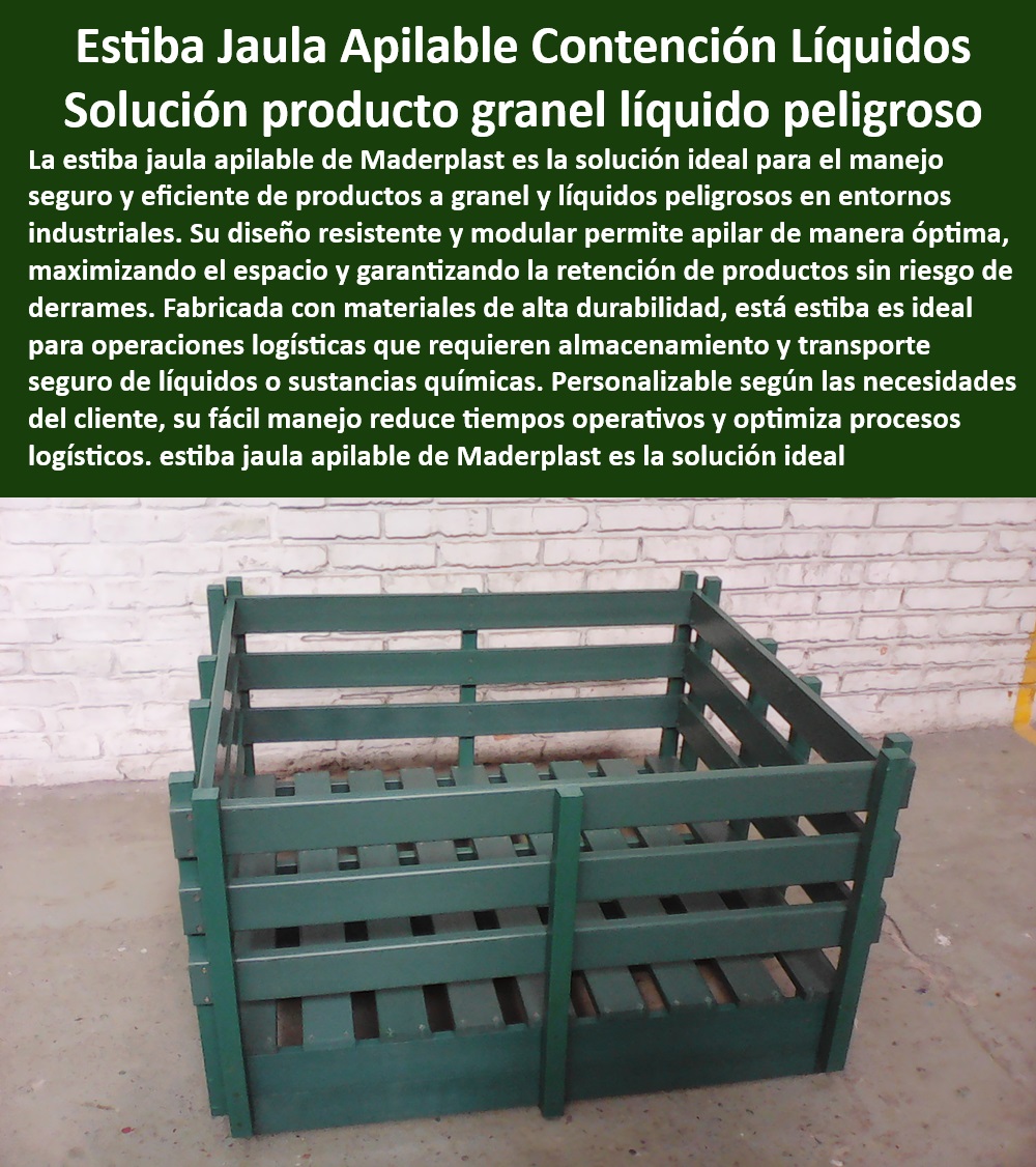 Contenedor Jaula Apilable Estiba Contenedor Remontable Antiderrame Maderplast Pallets seguros para líquidos Contenedor de líquidos peligrosos Contenedores Bandeja para sustancias químicas Bandeja antiderrame certificada homologada 0 ¿Cómo pueden las estibas jaula apilables optimizar el espacio en mi almacén? - Estibas jaula apilables para líquidos peligrosos - ¿Qué opciones ofrece Maderplast para el manejo seguro de líquidos peligrosos? - Manejo eficiente de sustancias peligrosas con estibas - Soluciones de contención de derrames certificadas - Estibas para contención de productos a granel - Jaulas de contención para líquidos peligrosos - Contenedores antiderrame modulares para industrias - Estibas con contención hermética para líquidos - Soluciones Maderplast para almacenamiento seguro - Estibas personalizadas para necesidades específicas de almacenamiento - Contenedores modulares antiderrame - ¿Cuál es la mejor solución para almacenar líquidos corrosivos de forma segura? - Jaulas apilables para optimización de espacio - Estibas de seguridad para productos químicos - ¿Dónde puedo encontrar estibas de contención para químicos peligrosos? - Estibas de Maderplast para proyectos logísticos - Soluciones de almacenamiento de líquidos corrosivos - Estibas robustas y apilables para líquidos - Estibas personalizables para líquidos corrosivos - Estibas de contención para sustancias químicas - ¿Qué características tienen las estibas de Maderplast que garantizan la contención de derrames? - Contenedores para almacenamiento y transporte de líquidos - Estibas jaula resistentes a productos corrosivos - Jaulas de Maderplast para almacenamiento eficiente - Almacenamiento seguro de líquidos en entornos industriales - Sistemas de retención de líquidos industriales - Contenedores de líquidos para almacenamientos industriales - Jaulas apilables de alta resistencia para líquidos - Contenedores seguros para manejo de químicos Contenedor Jaula Apilable Estiba Contenedor Remontable Antiderrame Maderplast - Pallets seguros para líquidos - Contenedor de líquidos peligrosos - Contenedores - Bandeja para sustancias químicas - Bandeja antiderrame certificada homologada 0