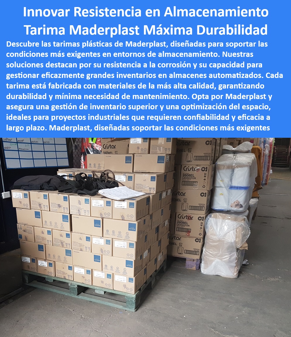 Estibas Plásticas Tarimas Cargas Voluminosas Estiba Carga Pesada Maderplast Tarimas resistentes a la corrosión para almacenamiento en exteriores Tarimas plásticas para gestión de inventario en almacenes automatizados Pallets plásticos 0 Estibas Plásticas Tarimas Cargas Voluminosas Estiba Carga Pesada Maderplast - Tarimas resistentes a la corrosión para almacenamiento en exteriores - Tarimas plásticas para gestión de inventario en almacenes automatizados - Pallets plásticos 0