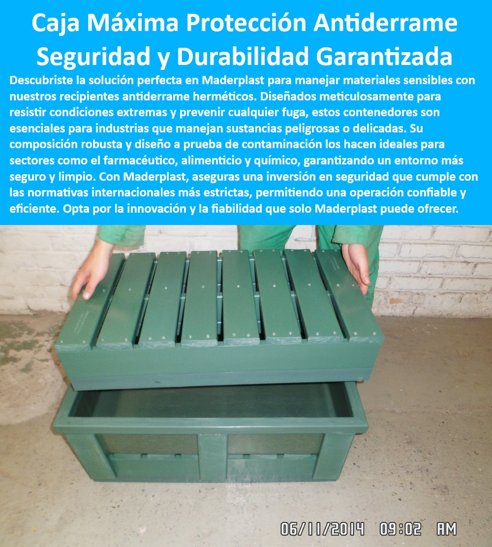 Recipientes Herméticos Antiderrame Recipientes Para Industrias Antifugas Maderplast Contenedor con bandeja de retención Antiderrame Pallets polietileno Antiderrame Estibas sin contaminación Antifugas Contenedor antiderrame confiable 0 contenedores herméticos para alimentos - ¿Cómo puedo almacenar productos químicos de forma segura? - diseño anticontaminación Maderplast - cumplimiento normativas seguridad industrial - fabricación recipientes antiderrame - almacenamiento seguro materiales sensibles - soluciones almacenamiento sustancias peligrosas - seguridad garantizada con Maderplast - ¿Dónde puedo encontrar contenedores herméticos para la industria farmacéutica? - innovación almacenamiento seguro - prevención derrames industria farmacéutica - contenedores industriales personalizados - contenedores antiderrame confiables - contenedores herméticos sector químico - contenedores industriales a prueba de fugas - contenedores herméticos antiderrame - ¿Qué materiales son los más adecuados para almacenar sustancias peligrosas? - pallets polietileno antiderrame - recipientes antiderrame alta durabilidad - instalación sistemas contención derrames - soluciones almacenamiento líquidos peligrosos - ¿Existen soluciones de almacenamiento que cumplan con las normas de seguridad industrial? - proyectos industriales con Maderplast - Maderplast soluciones llave en mano - contenedores con bandeja retención integrada - almacenamiento seguro productos químicos - ¿Qué tipo de contenedores necesito para evitar derrames? - estibas plásticas libres contaminación - recipientes antiderrame para químicos - contenedores resistentes condiciones extremas Recipientes Herméticos Antiderrame Recipientes Para Industrias Antifugas Maderplast - Contenedor con bandeja de retención Antiderrame - Pallets polietileno Antiderrame - Estibas sin contaminación Antifugas - Contenedor antiderrame confiable 0