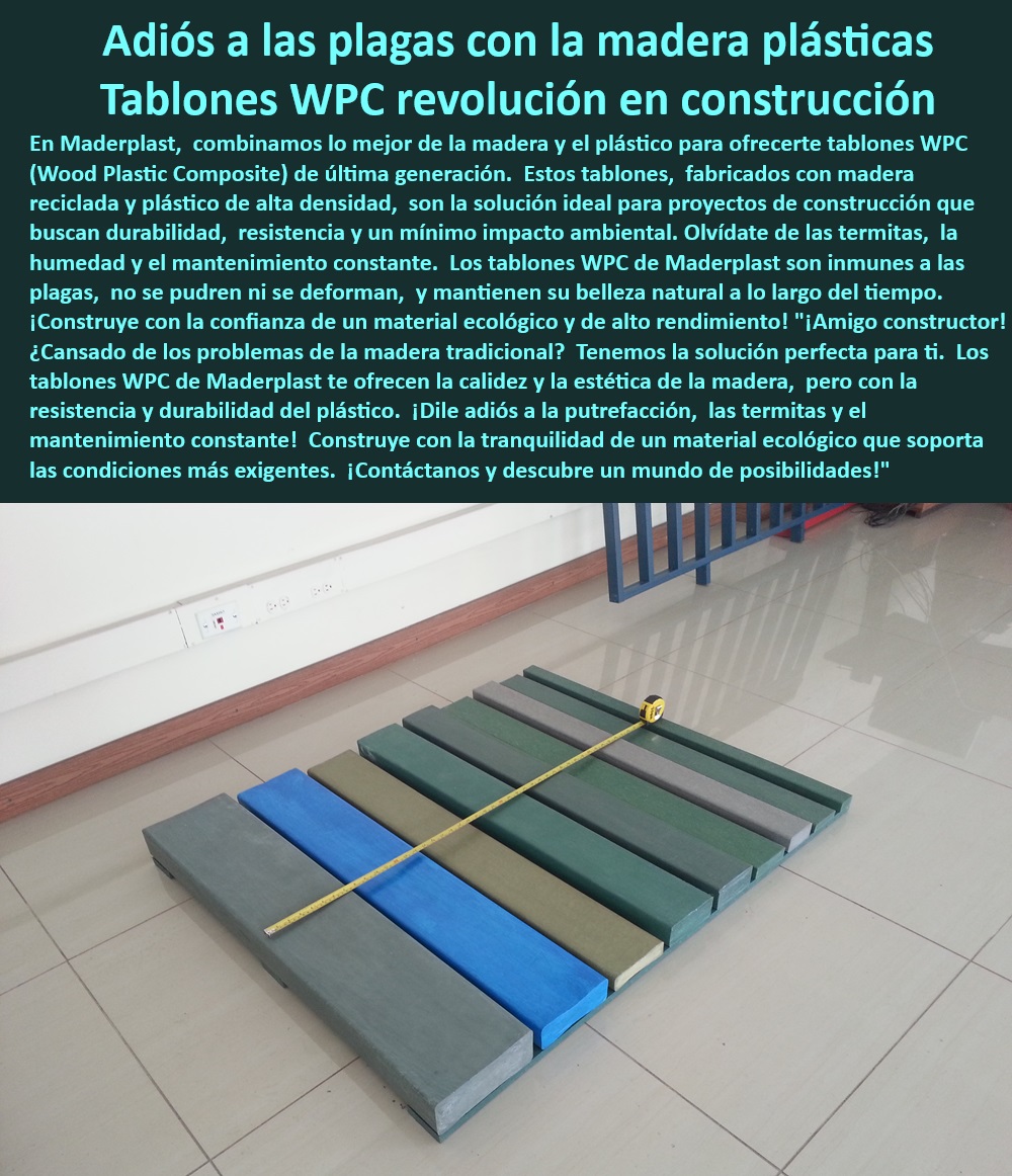 Catálogo De Perfilería Tablas Tablones De Proyectos Estructuras Maderplast 0 Tablones de madera reciclada plástico Tablones de madera plástico inmune a plagas Placas perfiladas Tableros WPC Wood Plastic Composite Tablones tablados  Proyectos-Sin-Mantenimiento, - Tablones de madera plástico WPC para construcción duradera, - ¿Los tablones WPC son resistentes a la humedad y termitas?, - Tablones de madera plástica sin mantenimiento para exteriores, - Tablones resistentes a la humedad y hongos para la construcción, - Material ecológico para estructuras de alta resistencia, - Material de construcción en WPC para clima extremo, - Tablones de composite WPC para proyectos arquitectónicos sostenibles, - Madera plástica reciclada resistente para estructuras duraderas, - Solución sostenible en WPC para proyectos a largo plazo, - Soluciones de madera plástica WPC para ahorro en mantenimiento, - Construcción-sostenible, - Tablones-resistentes-a-plagas, - Materiales-antiplagas, - Material de madera plástico reciclado para estructuras fuertes. ¿Cuáles son los beneficios de los tablones WPC para exteriores?, - Tablones de composite plástico-madera para diseño ecológico, - Tablones de madera plástico con protección UV para exteriores, - Madera plastica reciclada para proyectos sostenibles, - Material WPC reciclado con alta durabilidad para exteriores, - Material de construcción WPC inmune a termitas y plagas, - Construcción-Ecológica, - ¿Qué ventajas tiene la madera plástica reciclada en proyectos de exteriores?, - Soluciones-WPC, - Solución en madera plástica contra humedad y plagas, - Materiales ecológicos para proyectos sin mantenimiento constante, - Tablones de madera plástico de alta resistencia para interiores y exteriores, - Materiales-ecológicos, - Material de construcción WPC para evitar la putrefacción, - Tablones de madera plástica de alta densidad para ambientes húmedos, - Tablones WPC resistentes a plagas y termitas para exteriores, - Tablones-de-madera-y-plástico, - Estructuras-Duraderas, - ¿Dónde puedo comprar tablones de madera plástica para construcción sostenible?, - Madera-Plástica-Reciclada, - Soluciones en WPC para reemplazar la madera en construcción, - ¿Qué tipo de material es ideal para evitar mantenimiento en exteriores?, - Tablones WPC que no se deforman ni pueden con el tiempo, - Perfiles de madera plástica para reemplazar madera natural en exteriores, - Madera plástica resistente al agua para exteriores duraderos. Catálogo De Perfilería Tablas Tablones De Proyectos Estructuras Maderplast 0 Tablones de madera reciclada plastico - Tablones de madera plástico inmune a plagas - Placas perfiladas - Tableros WPC (Wood Plastic Composite) Tablones tablados -