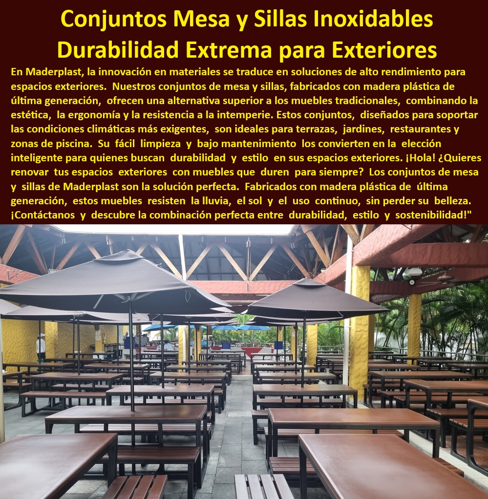 Conjuntos De Mesa Sillas Exterior Mobiliario Grande Resistentes Maderplast 0 Mesas de patio Conjuntos de comedor modernos para exteriores Mobiliario Exterior para Todo Clima Muebles de WPC de alta resistencia para exteriores Mesas PP  ¿Cómo puedo elegir el mobiliario de jardín adecuado para mi patio?, - Muebles-Exterior-Terraza, - Mobiliario de exterior de alta calidad, con acabados impecables y duraderos - Maderplast, - Mesas y sillas de jardín inoxidables, con diseño moderno y ergonómico, - Conjuntos de comedor para patios, con diseño modular para adaptarse a cualquier espacio, - Conjuntos de mesa y sillas de madera plástica para exteriores, con durabilidad extrema, - Muebles de madera plástica de alta resistencia, para uso en exteriores, - Muebles de terraza resistentes al moho y a los insectos, para mayor higiene, - Conjuntos de comedor para balcones, con diseño compacto para espacios pequeños, - Mobiliario de exterior sostenible, con madera plástica reciclada, - Mesas y sillas de exterior con diseño apilable, para un fácil almacenamiento, - Muebles de terraza con estilo contemporáneo, para crear ambientes sofisticados, - Resistente-Intemperie, - Mesas-Sillas, - ¿Qué tipo de mesas y sillas de exterior son ideales para un restaurante?, - Mesas y sillas de exterior resistentes al sol, para mantener su color y belleza, - Mesas y sillas de madera plástica para patios, con resistencia al uso continuo, - ¿Dónde puedo comprar conjuntos de mesa y sillas de madera plástica para mi terraza?, - Muebles de jardín con estilo moderno, para renovar terrazas y patios, - Conjuntos de comedor para terrazas, con diseño personalizable y a medida, - Mesas y sillas de terraza con protección UV, para soportar condiciones climáticas exigentes, - Conjuntos de comedor para exteriores, con diseño ergonómico para mayor comodidad, - Mesas y sillas de exterior de larga duración, con garantía de fábrica, - Madera-Plástica, - Conjuntos de comedor para exteriores, ideales para crear espacios de relax y confort, - Muebles-Exterior-Jardín, - Muebles-Exterior, - ¿Cuánto cuestan los muebles de jardín resistentes a la intemperie?, - Confort-Exterior, - Conjuntos de comedor para exteriores, ideales para restaurantes y zonas de piscina, - Muebles-Exterior-Durabilidad, - Conjuntos de comedor para jardín, con fácil limpieza y bajo mantenimiento, - Conjuntos de comedor para exteriores, con opción de sombrillas y cojines a juego, - Bajo-Mantenimiento, - ¿Hay empresas que fabriquen conjuntos de comedor para exteriores con diseño moderno?, - Diseño-Moderno, - Mobiliario de exterior para todo clima, con diseño elegante y funcional, - Mesas y sillas de jardín con diseño innovador, para espacios exteriores modernos, - Mesas y sillas de jardín resistentes al agua, para disfrutar al aire libre sin preocupaciones, - Mobiliario de exterior resistente a la intemperie, para terrazas y jardines Conjuntos De Mesa Sillas Exterior Mobiliario Grande Resistentes Maderplast 0 Mesas de patio - Conjuntos de comedor modernos para exteriores - Mobiliario Exterior para Todo Clima - Muebles de WPC de alta resistencia para exteriores Mesas PP -