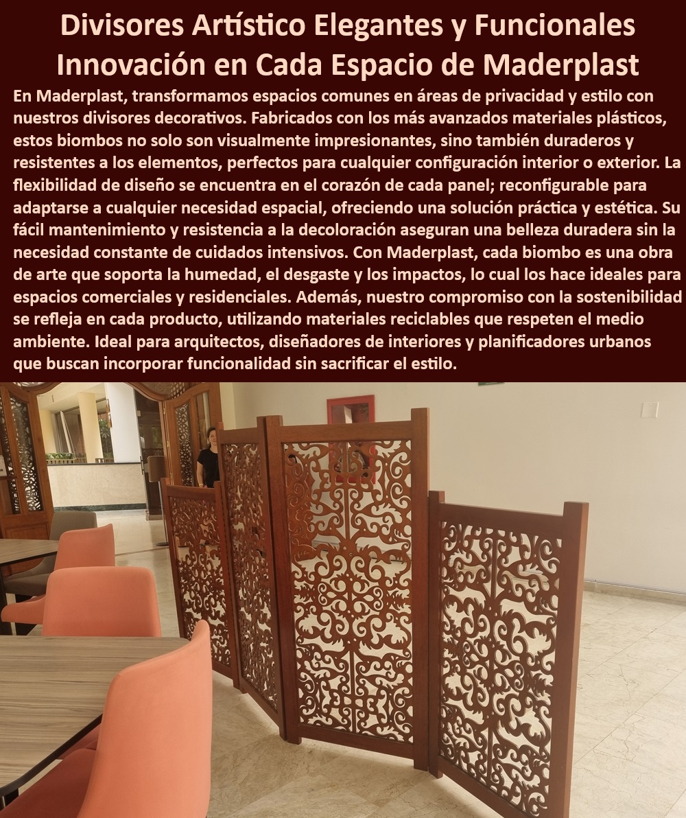 Mamparas Decorativas Paneles Divisores Biombos Diseños Artísticos Maderplast 0 Paneles y Biombos Modulares para Flexibilidad en Diseño de Espacios Innovación en Separadores de Espacios con Madera Plástica Mamparas mejorar la privacidad  Paneles divisores elegantes y funcionales para crear espacios privados en restaurantes, - Separadores-de-Ambientes-con-Estilo, - Divisores-Madera-Plástica-Zonas-de-Trabajo, - ¿Qué tipos de paneles divisores existen para separar ambientes en un restaurante?, - Biombos de madera plástica para separar espacios en eventos y ferias, - Paneles decorativos con diseños florales para crear un ambiente natural, - Divisores de madera plástica con acabados de alta calidad para un aspecto elegante, - Separadores de ambientes con aislamiento acústico para reducir el ruido, - Biombos de madera plástica para crear un espacio de juego para niños, - Divisores de madera plástica para integrar la naturaleza en espacios interiores, - Separadores de ambientes con fácil instalación para una rápida transformación de espacios, - Paneles-Decorativos-Diseño-Innovador, - Quiero crear un ambiente más privado en mi restaurante con separadores de ambientes elegantes y funcionales. ¿Qué opciones me recomiendan que sean duraderas y fáciles de limpiar?, - Paneles-Divisores-Elegantes-y-Funcionales, - Paneles decorativos con diseños personalizados para integrar la imagen corporativa, - Divisores de madera plástica para crear zonas de trabajo en espacios abiertos, - Paneles decorativos con diseños que imitan la naturaleza para integrar el exterior. ¿Hay empresas que instalen divisores de madera plástica en hoteles?, - Biombos de madera plástica resistentes a la humedad para baños y cocinas. ¿Dónde puedo comprar divisores artísticos de madera plástica para mi oficina?, - Separadores de ambientes con diseños geométricos para espacios modernos, - Necesito divisores para un evento que sean fáciles de transportar y montar. ¿Qué opciones me recomiendan que sean ligeras, resistentes y con un diseño atractivo?, - Biombos de madera plástica con diseños artísticos para decorar espacios interiores, - Divisorios artísticos de madera plástica para separar ambientes en oficinas, - Divisores de madera plástica para crear un ambiente moderno y sofisticado, - Paneles-Decorativos-Diseño-Personalizado, - Biombos-Madera-Plástica-Diseños-Artísticos, - Separadores de ambientes con diseños minimalistas para espacios contemporáneos, - Biombos de madera plástica para crear un ambiente privado en consultorios y clínicas, - Paneles decorativos con diseños innovadores para separar ambientes en hogares, - Biombos de madera plástica para dividir espacios en dormitorios y salas de estar, - Busco paneles separadores para mi spa que creen un ambiente relajante y natural. ¿Qué materiales y diseños son los más adecuados para este tipo de espacio?, - Separadores de ambientes con estilo para mejorar la privacidad en hoteles, - Biombos-Madera-Plástica-Resistentes-Humedad, - Necesito dividir un espacio de oficina grande en áreas más pequeñas para mejorar la productividad. ¿Qué tipo de divisores artísticos me recomiendan considerando la acústica, la estética y la flexibilidad?, - Estoy buscando una solución para separar el área de la cocina del comedor en mi casa. ¿Qué tipo de biombo de madera plástica sería el más adecuado para un estilo moderno y minimalista?, - Separadores-de-Ambientes-Fácil-Instalación, - Divisores de madera plástica para dividir espacios en bibliotecas y salas de estudio. ¿Cuáles son las ventajas de usar biombos de madera plástica en la decoración de interiores?, - Separadores de ambientes con iluminación integrada para crear ambientes únicos, - Divisores-Artísticos-Madera-Plástica-Oficinas, - Divisores-Madera-Plástica-Ambiente-Moderno, - ¿Cuánto cuestan los separadores de ambientes con diseños personalizados?, - Paneles decorativos para dividir espacios en tiendas y comercios, - Divisores de madera plástica para crear zonas de lectura o relax en espacios abiertos. Mamparas Decorativas Paneles Divisores Biombos Diseños Artísticos Maderplast 0 Paneles y Biombos Modulares para Flexibilidad en Diseño de Espacios - Innovación en Separadores de Espacios con Madera Plástica - Mamparas mejorar la privacidad -