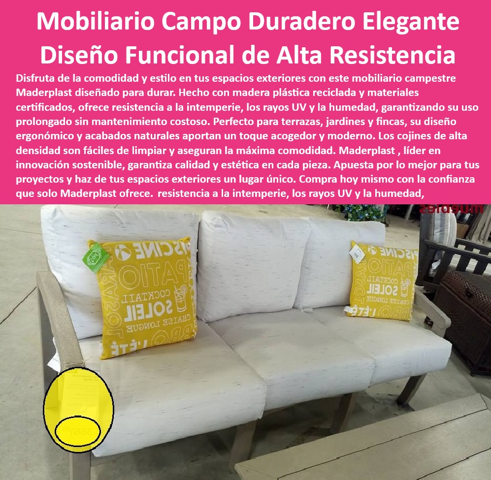 Mobiliario Exterior Salas con Cojines Terrazas Campestres Maderplast 0 Muebles de jardín resistentes a las manchas y al desgaste Muebles de jardín con espacio de almacenamiento integrado Mobiliario campestre con acabados naturales 0 Salas de exterior con cojines impermeables y resistentes a las manchas, - muebles de maderplast, -  Muebles de exterior para jardines con bordes pulidos y finos acabados, - Sofás de jardín con espacio de almacenamiento integrado y cojines lavables, - Mobiliario campestre con resistencia a insectos, gorgojos y salinidad, - Siri, encuentra mobiliario de exterior con estilo campestre para mi finca, - muebles resistentes, - Salas de exterior con estructura resistente para uso prolongado, - salas-exterior, - Salas de exterior con cojines personalizados y colores distintivos, - mobiliario campestre para exteriores con resistencia a insectos, gorgojos, salinidad, rayos UV, soluciones personalizadas y colores distintivos, - sofás-jardin, - Terrazas-jardines, - Salas de exterior con cojines que ofrecen máxima comodidad y confort, - Mobiliario campestre con diseño estético y funcional para exteriores, - sofás de jardín de madera plástico con garantía de más de 20 años, - Alexa, necesito muebles de jardín con cojines cómodos y fáciles de limpiar, - cojines-exterior, - Salas de exterior con cojines resistentes a la intemperie, - muebles-exterior, - Mobiliario campestre con cojines de alta densidad y fácil limpieza, - Muebles de exterior para terrazas con diseño ergonómico, acabados naturales, cómodos cojines de alta densidad y garantía de larga duración, - sofás de jardín de plástico reciclado con baja huella de carbono, - Muebles de exterior para terrazas que no se pelan, corroen ni oxidan, - mobiliario-campestre, - Mobiliario campestre con materiales sostenibles y amigables con el medio ambiente, - Sofás de jardín con diseño funcional y alta resistencia al desgaste, - Oye Google, ¿dónde puedo comprar salas de exterior que sean duraderas y de bajo mantenimiento?, - Muebles de exterior para jardines con diseño ergonómico y bajo mantenimiento, - sofás de jardín de madera plástico ideales para ambientes campestres, - muebles de exterior para terrazas con estilo moderno y campestre, - muebles reciclados, - Ok Google, busca sofás para mi terraza que sean resistentes al sol ya la lluvia, - sofás de jardín de madera plástico reciclado con diseño campestre, - salas de exterior para fincas con resistencia a los rayos UV y la humedad, - Salas de exterior con cojines confortables para el descanso al aire libre, - mobiliario campestre con soluciones personalizadas a medida, - Muebles de exterior para fincas con alta durabilidad y mínimo mantenimiento, - Alexa, busca muebles de jardín hechos con materiales reciclados y resistentes a la intemperie, - salas de exterior que buscan máxima comodidad, confort, estilo moderno y campestre, materiales amigables con el medio ambiente, fácil limpieza y resistencia a las manchas, - Muebles de exterior para terrazas con cojines cómodos y duraderos, - diseño-exteriores, - salas de exterior con cojines resistentes a la intemperie, diseño campestre, fabricados con madera plástica reciclada y bajo mantenimiento, - sofás de jardín con espacio de almacenamiento integrado, cojines lavables, alta resistencia al desgaste y materiales sostenibles, - Mobiliario campestre para exteriores con acabados naturales y acogedores. Mobiliario Exterior Salas con Cojines Terrazas Campestres Maderplast 0 Muebles de jardín resistentes a las manchas y al desgaste, - Muebles de jardín con espacio de almacenamiento integrado, - Mobiliario campestre con acabados naturales