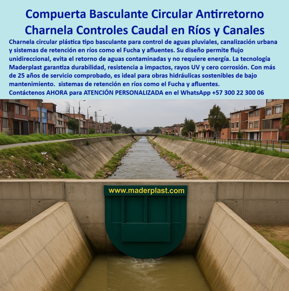 Charnela Para Control De Caudal En Ríos Canales De Riego Antiretorno Maderplast 0 compuerta circular basculante charnela instalación río fucha válvula de retención para aguas pluviales tapa redonda plástica canal ríos 01 En medio de la infraestructura urbana del río Fucha, en Bogotá, se alza un ejemplo de ingeniería aplicada al servicio del agua y la ciudad: una compuerta circular basculante, fabricada por Maderplast, diseñada para funcionar como válvula de retención para aguas pluviales sin necesidad de energía, ni presión hidráulica, ni intervención humana. Lo que vemos en la imagen no es solo una tapa redonda anclada a un muro de concreto: es una solución comprobada de más de 25 años de durabilidad, instalada como sistema de control de caudal en ríos y canales de riego antiretorno, que garantiza seguridad y sostenibilidad para las comunidades que habitan a su alrededor., - Esta charnela-instalación-río-fucha destaca por su funcionamiento simple pero poderoso. Se activa por el flujo del agua en una sola dirección y se cierra automáticamente por gravedad en caso de intento de retorno. Su diseño tipo válvula tipo flap circular para drenaje urbano evita inundaciones, reboses y contaminación por reflujo en eventos de lluvia intensa. Gracias a su cuerpo en polímero técnico de alto rendimiento, esta válvula hidráulica plástica tipo redonda es inmune a la corrosión, a los rayos UV, a los químicos industriales y al desgaste del tiempo. No presenta óxido, no necesita engrase, y permanece operativa aún después de décadas, incluso en zonas urbanas con alto tráfico hidráulico como el río Fucha., - ¿Qué compuerta sirve para evitar reflujo en canal urbano? Justo esta que se observa: una charnela hidráulica unidireccional pluvial de tipo circular, que actúa como válvula circular tipo check de polietileno, sellando el canal cuando hay peligro de retorno y permitiendo el flujo cuando el agua lo necesita. Esta compuerta de control redonda hidráulica se convierte en una barrera técnica confiable frente a desbordamientos en canales urbanos, especialmente cuando los sistemas de alcantarillado colapsan por exceso de lluvias., - La estructura de concreto canalizado y la pendiente pronunciada del canal demuestran que esta válvula antirretorno plástica canal riego fue instalada con ingeniería de precisión, y no al azar. Es parte de un sistema de control pluvial para afluentes, diseñado para actuar sin consumo eléctrico ni partes metálicas, eliminando así las fallas mecánicas comunes. Por eso esta válvula tipo clapeta circular urbana es una respuesta técnica y sostenible al problema del reflujo en ciudades densamente pobladas., - ¿Cuál es la mejor tapa para canal de lluvias en ciudad? Una tapa redonda plástica canal ríos como la que Maderplast ha perfeccionado: un sistema que no se atasca, no se oxida, no falla. Esta válvula tipo charnela circular reforzada actúa como escudo hidráulico entre el sistema natural del río y las redes urbanas que deben protegerse de la contaminación., - A través de la imagen, vemos también la conexión directa entre tecnología y comunidad: un canal urbano rodeado de viviendas, donde el agua controlada por esta válvula representa tranquilidad para cientos de familias. Esta compuerta circular ecológica sin presión no solo evita el reflujo sino que protege estructuras viales, viviendas, plantas de tratamiento y estaciones de bombeo., - ¿Imagen compuerta circular en río Fucha? Sí. Esta es una válvula de control fluvial circular plástica tipo flap sin presión ni energía, una tecnología que lleva operando con éxito desde inicios del siglo XXI y que sigue siendo replicada por su eficiencia, economía y resistencia comprobada., - La presencia de esta compuerta-pluvial-redonda en obras de canalización urbana confluye con la visión de infraestructura verde: bajo mantenimiento, larga vida útil, cero contaminación. Su instalación en el canal del río Fucha forma parte de un programa de modernización del sistema de canalización-control-lluvias, donde cada compuerta como esta responde a necesidades reales de operación continua sin fallas., - Contáctenos AHORA para ASESORÍA PERSONALIZADA en el WhatsApp +57 300 22 300 06, si necesita una válvula hidráulica circular anti reflujo, de tipo tapa redonda sin presión para río Fucha, que haya demostrado resistencia a impactos, durabilidad extrema y cero fallos en entornos urbanos exigentes. No importa si su canal es pluvial, residual o de riego urbano, Maderplast tiene la válvula de retención tipo flap redonda exacta que su proyecto necesita., - Cuando se trata de sistemas de retención en ríos como el Fucha y afluentes, la respuesta técnica más inteligente y confiable es la charnela para canalización urbana fluvial Maderplast: diseñada para durar, funcionar sin energía y proteger sin descanso. Charnela Para Control De Caudal En Ríos Canales De Riego Antiretorno Maderplast 0 compuerta circular basculante, - charnela-instalación-río-fucha, - válvula de retención para aguas pluviales, - tapa redonda plástica canal ríos