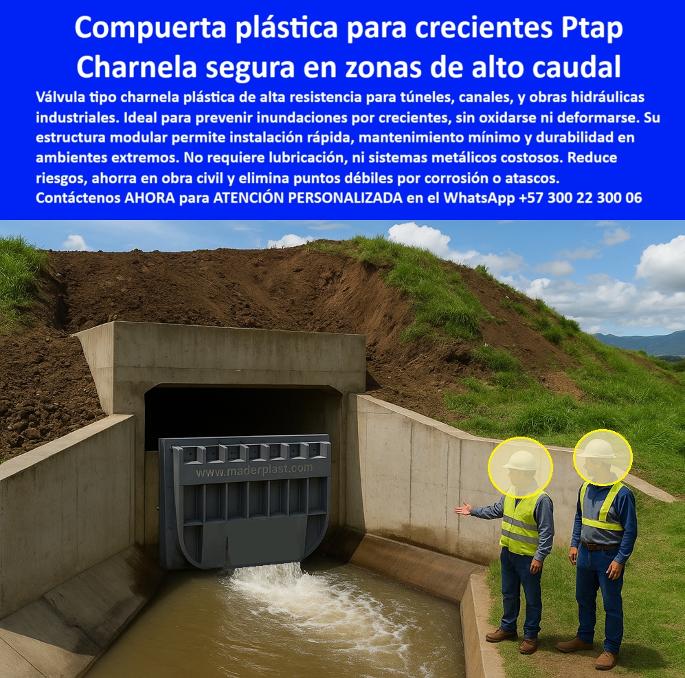 Instalación De Compuerta Charnela Gran Formato Para Obras Hidráulicas Maderplast 0 Válvula tipo charnela de alta resistencia Compuerta plástica contra crecientes Compuerta modular plástica industrial Tapa plástica Ptap 01 La imagen muestra una compuerta plástica tipo charnela para alto caudal instalada estratégicamente en un canal hidráulico dentro de una obra civil de gran magnitud. Este sistema forma parte del Plan Maestro de Distrito de Riego del Perú para SEDAPAL, y su selección fue el resultado de pruebas técnicas exhaustivas que destacaron la eficiencia de las charnelas Maderplast en proyectos críticos como los cultivos de arroz del Tolima y las inundaciones controladas del río Fucha en Bogotá. Aquí se valida la ingeniería aplicada al control de caudales intensos con la confiabilidad que solo una compuerta modular plástica industrial puede ofrecer., - ¿Qué válvula usar para prevenir inundaciones en canales grandes? La respuesta profesional es clara: una válvula tipo charnela de alta resistencia, fabricada en polímero técnico anticorrosivo, sin piezas metálicas, sin lubricación, sin mantenimiento. Esta compuerta plástica contra crecientes permite controlar el flujo hidráulico con un sello hermético automático, resistiendo el impacto de las crecientes y garantizando protección continua en zonas de riesgo., - Cuando la necesidad es proteger infraestructuras como túneles, canales, PTAR o PTAP, la solución técnica más efectiva es la charnela hidráulica segura en zonas de riesgo, una válvula modular ligera, de instalación rápida y sin riesgo de óxido, que responde con precisión a variaciones de presión, ideal para zonas agrícolas e industriales., - ¿Cuál es la mejor compuerta para zonas de alto caudal? La más acertada es la válvula plástica tipo clapeta con resistencia hidráulica y cierre hermético automático, que ha sido implementada como parte de sistemas estratégicos en obras civiles, túneles de agua, cultivos tecnificados y canales de drenaje. Esta tecnología ofrece una solución completa: resistencia, durabilidad, eficiencia y ahorro., - ¿Qué usar para controlar caudales intensos sin riesgo de óxido? El secreto está en la compuerta hidráulica de polímero técnico anticorrosivo con sello hermético, un sistema inteligente que evita los fallos comunes de la metalurgia oxidada y los sistemas mecánicos costosos. Por eso, estas compuertas se instalan en estructuras de concreto reforzado en todo el continente., - ¿Qué sistema usar para prevenir inundaciones por creciente? Sin duda, la elección correcta es la compuerta tipo charnela con estructura reforzada para zonas críticas, la cual no solo evita taponamientos sino que actúa automáticamente con presión inversa, eliminando riesgos sin consumo de energía ni intervención humana. Esto convierte cada válvula hidráulica para túnel de riego en una inversión de larga vida útil., - ¿Qué compuerta sirve para túneles y PTAP? La respuesta técnica es: compuerta plástica industrial tipo charnela con instalación segura y sin sistemas metálicos, diseñada para operar sin fricciones, sin oxidarse y sin deformarse. Y cuando se busca funcionalidad sin mantenimiento en riego agrícola, la válvula plástica automática para canales rurales demuestra su eficacia y superioridad., - ¿Cuál es la válvula más confiable para zonas de alto flujo? La válvula hidráulica modular anticorrosiva para canales con presión constante ha demostrado ser la mejor opción en sistemas donde el reflujo es un problema crítico. Su estructura plástica reduce el peso muerto en obra, minimiza tiempos de instalación y mejora la eficiencia operativa del sistema completo., - Este sistema también responde con excelencia a preguntas como:, - ¿Qué compuerta instalar en un túnel para evitar reflujo? → Compuerta plástica tipo charnela resistente a crecientes con cierre hidráulico, - ¿Dónde compro compuertas resistentes a la oxidación? → Sistema plástico modular tipo charnela ideal para obras hidráulicas sin óxido, - ¿Qué charnela me sirve para proyectos rurales de riego? → Charnela de cierre automático resistente a crecientes e ideal para canales agrícolas, - ¿Qué solución evita mantenimiento en túneles? → Compuerta plástica sin mantenimiento para túneles, - Y no solo es una válvula hidráulica industrial contra crecientes, es una solución integral para el sistema de control de caudal agrícola, para un sistema antirretorno modular para canales, y para una solución plástica contra taponamientos y oxidación., - Maderplast no solo fabrica compuerta técnica para PTAP, sino que entrega soluciones inteligentes, respaldadas por décadas de experiencia, con productos como la compuerta-clapeta-rural-antioxidante y la válvula sin mantenimiento industrial, que optimizan cada centímetro de obra hidráulica, incluso en condiciones extremas., - 📞 Solicite asesoría personalizada con un especialista de Maderplast en el WhatsApp +57 300 22 300 06, - Porque en cada canal protegido, en cada túnel operativo, y en cada distrito agrícola eficiente, hay una compuerta plástica tipo charnela de gran formato Maderplast, funcionando sin mantenimiento, sin óxido y sin fallos. Instalación De Compuerta Charnela Gran Formato Para Obras Hidráulicas Maderplast 0 Válvula tipo charnela de alta resistencia, - Compuerta plástica contra crecientes, - Compuerta modular plástica industrial, Tapa plástica Ptap