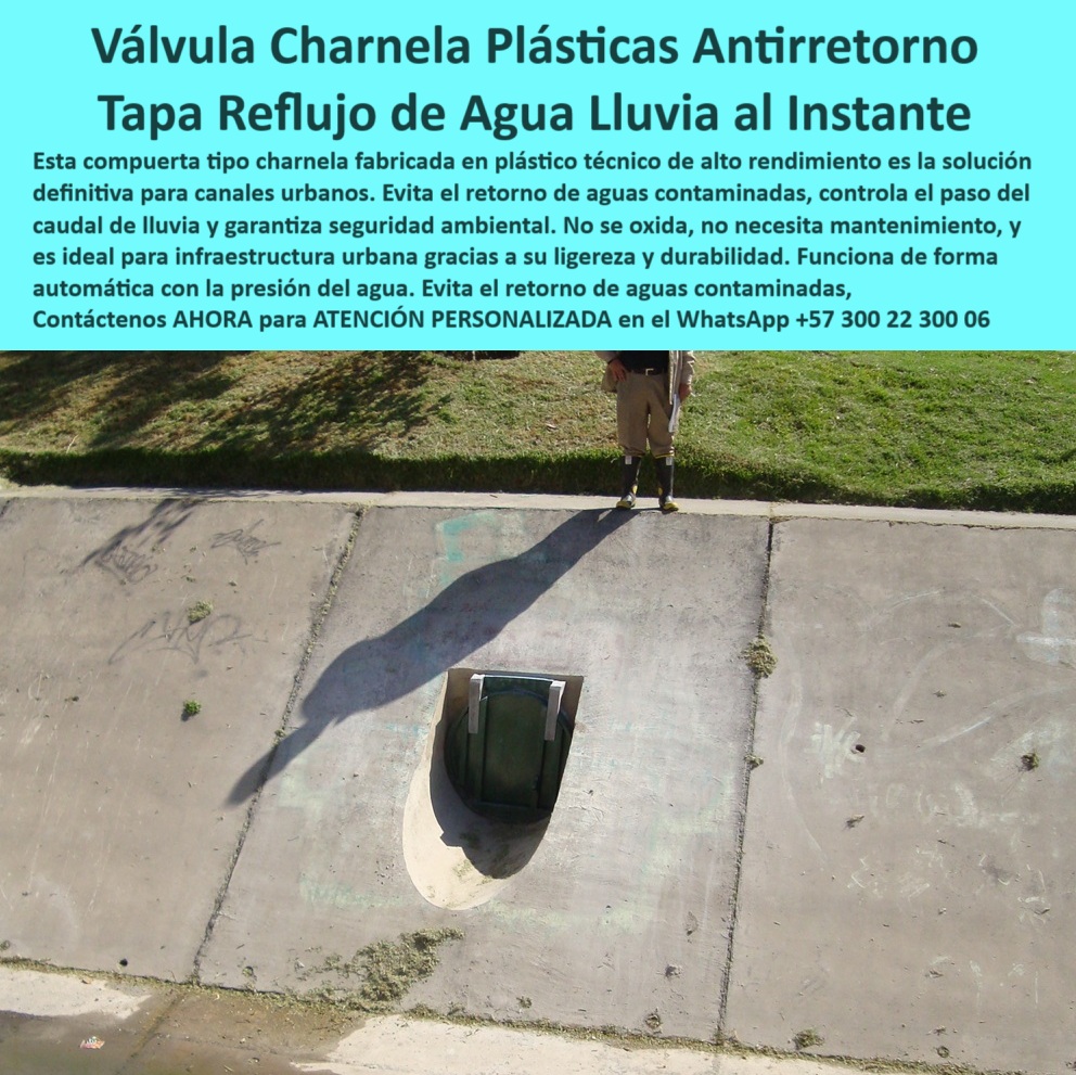 Válvulas Charnela En Canales De Aguas Instalación Control Hidráulico Maderplast 0 válvula válvula de agua para canal Compuerta tipo charnela en canal público con pendiente compuerta antirretorno para lluvias ingenes Ptar 01 La imagen evidencia una solución hidráulica urbana en funcionamiento real: una válvula charnela plástica antirretorno de cierre automático instalada desde el año 2001 en el canal del río Fucha en Bogotá. Esta compuerta tipo charnela en canal público con pendiente funciona sin energía, sin piezas metálicas y sin mantenimiento, resistiendo con eficiencia más de dos décadas de lluvias intensas, caudales variables y exposición directa a contaminantes. Lo que vemos no es una promesa técnica, es una prueba de campo: la tapa de reflujo de agua lluvia al instante que sigue operando con la misma firmeza que el primer día., - ¿Qué válvula usar para lluvias en canal público? La válvula plástica de cierre por gravedad, como la que aparece en esta foto, es la respuesta más inteligente. Diseñada por Maderplast en plástico técnico de alto rendimiento, esta válvula permite el paso del agua en un solo sentido y bloquea el retorno de aguas negras o contaminadas al instante. Es la válvula de agua para canal urbano que garantiza un sistema hidráulico urbano sin mantenimiento, incluso en pendientes pronunciadas como la mostrada., - Su instalación directa en concreto, sin necesidad de pintura, presión ni partes móviles metálicas, la convierte en una solución ideal para ciudades que necesitan tecnología limpia, rápida y funcional. Esta compuerta antirretorno para lluvias ha sido aprobada y replicada por el Plan Maestro de Alcantarillado de Bogotá, bajo inspección de EAAB, CAR y el contratista Power China, confirmando su utilidad en obras públicas de gran escala., - La válvula plástica urbana resistente al agua que vemos aquí fue validada después de más de 20 años de servicio continuo, lo que demuestra que las promesas de durabilidad no son solo marketing: son hechos verificables. Su charnela hidráulica sin mantenimiento bloquea el reflujo de agua contaminada, mejora la seguridad ambiental, reduce olores y protege a los ciudadanos de inundaciones inesperadas., - ¿Existe una compuerta sin óxido para canales urbanos? Respuesta técnica: sí. La charnela plástica resistente sin piezas metálicas, diseñada por Maderplast, es la solución definitiva. Desde su forma liviana hasta su acción pasiva por presión hidráulica, todo en ella está orientado a facilitar la infraestructura hídrica urbana sin costos de mantenimiento, sin fallas estructurales y sin parálisis operativa., - Si tu proyecto requiere una válvula plástica para drenaje público, esta es la imagen y el testimonio que necesitas. La compuerta plástica urbana para aguas lluvias ha demostrado que se puede controlar el caudal de lluvia urbana sin complicaciones, sin óxido, y sin energía mecánica., - 📍Para asesoría especializada, instalación o especificaciones técnicas de esta charnela de control pluvial, escribe directamente al WhatsApp +57 300 22 300 06 y recibe atención personalizada por un especialista en soluciones hidráulicas urbanas. Porque cuando la lluvia llega sin aviso, tu obra ya debe estar protegida. Maderplast, donde la ingeniería no se improvisa: se instala, se prueba, y se mantiene firme. Válvulas Charnela En Canales De Aguas Instalación Control Hidráulico Maderplast 0 válvula válvula de agua para canal, - Compuerta tipo charnela en canal público con pendiente, compuerta antirretorno para lluvias, ingenes Ptar