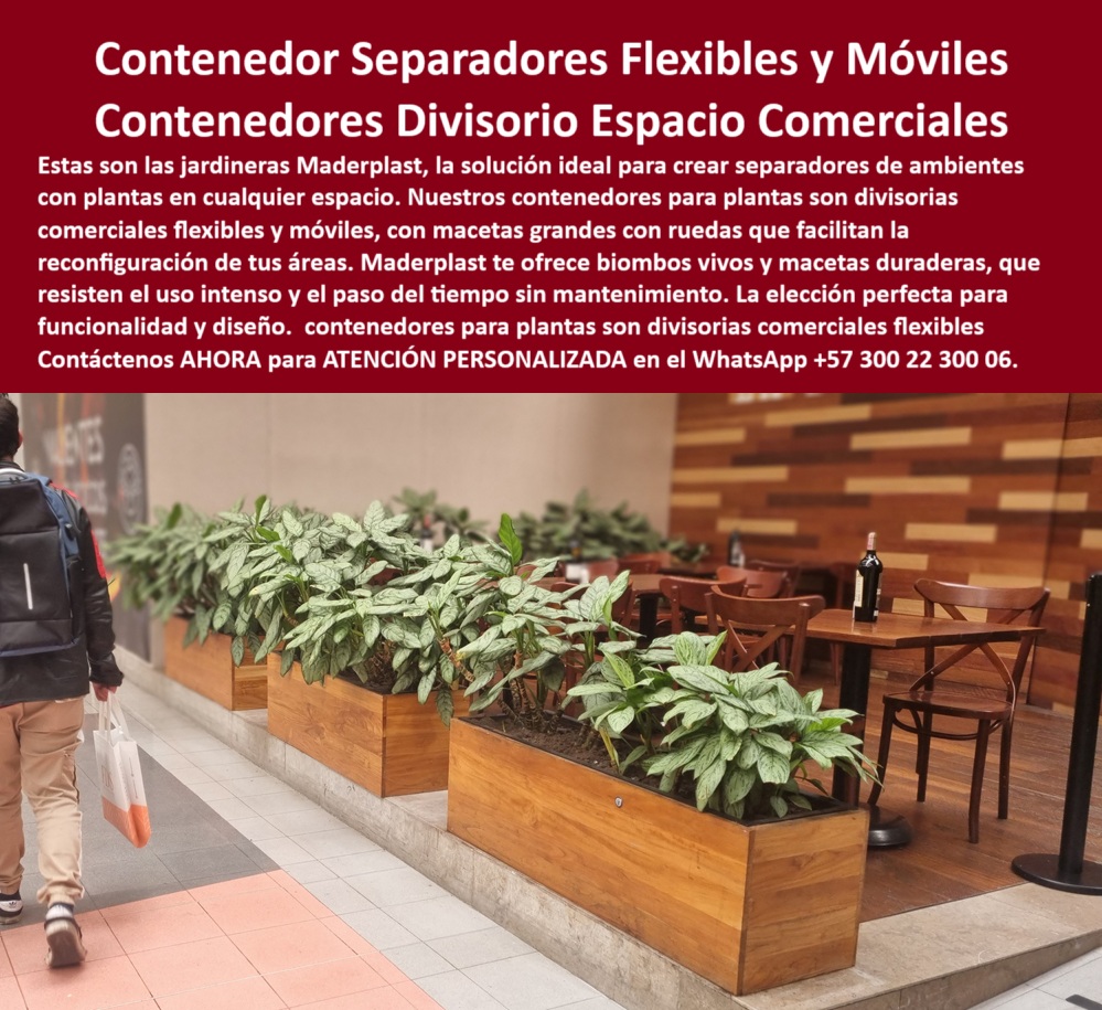 Jardineras Móviles Separadoras De Ambientes Biombos Vivos Macetas Maderplast 0 Separadores verdes flexibles Contenedores plantas divisorias comerciales Jardineras móviles separadoras espacios Macetas grandes con 0  Jardineras Maderplast: La Solución Versátil y Sostenible para la División de Espacios, - En el dinámico mundo del diseño comercial, la flexibilidad y la funcionalidad son tan importantes como la estética. Los espacios abiertos, los centros comerciales y los restaurantes de hoy en día necesitan soluciones que se adapten a las necesidades cambiantes sin sacrificar el estilo. Las jardineras móviles separadoras de ambientes de Maderplast son la respuesta perfecta. Nuestros contenedores para plantas con ruedas y maceteros grandes divisiones comerciales han sido diseñados para crear divisiones estéticas y funcionales con la belleza natural de la vegetación. No se trata solo de un producto, sino de una herramienta de diseño que permite la reconfiguración de sus áreas de manera rápida y eficiente. Si usted busca dónde comprar jardineras separadoras móviles , en Maderplast encontrará jardineras con ruedas y diseño modular que se adaptan a cualquier necesidad, - La tecnología detrás de Maderplast redefine el concepto de durabilidad. Nuestros biombos verdes sin mantenimiento para interiores y jardineras ecológicas resistentes al uso intensivo están fabricados con plásticos reciclados de alta ingeniería, lo que los hace excepcionalmente resistentes al desgaste. Esto significa que usted obtiene una solución de separación que no se pudre, no se oxida y no requiere pintura, a diferencia de los materiales tradicionales. Si la pregunta es qué macetas delimitan espacios sin obra , las jardineras Maderplast son portátiles y resistentes , permitiéndote transformar cualquier área sin las complicaciones de una reforma. La necesidad de separadores con vegetación para espacios públicos se cumple a cabalidad con nuestros productos, que combinan lo mejor de la naturaleza con la ingeniería de alta gama, - La versatilidad es el sello distintivo de Maderplast. Nuestras macetas vivas con movilidad para restaurantes y contenedores de plantas para patios de comidas están pensadas para el alto tráfico y el uso continuo. Si se requieren maceteros grandes para zonas comerciales , Maderplast fabrica contenedores divisorios de alta calidad que son robustos, estéticos y fáciles de mover. Para quienes buscan separadores verdes con plantas reales , nuestras jardineras Maderplast crean biombos vivos elegantes que aportan frescura y vida a cualquier entorno. Las jardineras-móviles-comerciales son la solución perfecta para cualquier negocio que necesite flexibilidad y un toque natural. Y si su pregunta es qué usar para dividir áreas con estilo , le aseguramos que con las macetas decorativas funcionales de Maderplast obtendrán una estética inigualable, - La funcionalidad de nuestros productos es una prioridad. Si busca jardineras móviles resistentes al desgaste , Maderplast fabrica jardineras duraderas sin mantenimiento que conservan su aspecto impecable a lo largo del tiempo. Los separadores estéticos para centros comerciales y materas para delimitar zonas de cafeterías no solo son duraderos, sino que también mejoran la experiencia del cliente al ofrecer privacidad visual y un entorno más agradable. Nuestros contenedores-flexibles-para-plantas con jardineras decorativas de plástico reciclado son la elección inteligente para cualquier espacio que necesite una separación funcional y estética. ¿Se preguntan contenedores para plantas con ruedas ocultas ? Maderplast tiene modelos flexibles y seguros que permiten una movilidad discreta y eficiente, - El diseño de Maderplast está pensado para ser tanto práctico como atractivo. Nuestras jardineras de alto tránsito con diseño funcional y biombos con plantas que no requieren pintura son la prueba de ello. Si su preocupación son macetas para espacios de alto tráfico , las jardineras Maderplast resisten el uso continuo sin mostrar signos de deterioro. Los divisores naturales con ruedas ocultas ofrecen una solución elegante y discreta, y las jardineras comerciales que no se oxidan garantizan una inversión a largo plazo sin sorpresas desagradables. Si se pregunta qué mobiliario verde no se oxida , Maderplast fabrica plástico reciclado de alta resistencia , superando a los materiales tradicionales, - Nuestra visión es ofrecer soluciones completas. Los contenedores flexibles para espacios gastronómicos y las macetas grandes para dividir sin obras civiles son la solución definitiva para cualquier negocio que necesite reorganizar su espacio. Para quienes buscan separación estética ecológica para comedores o jardineras industriales para interiores sostenibles , Maderplast tiene un catálogo de productos que se adaptan a todas las necesidades. Si se pregunta separadores móviles que no se dañan , le aseguramos que los biombos vivos Maderplast para entornos exigentes son la opción más robusta y duradera. Nuestros contenedores con plantas para salones amplios y jardineras de borde para centros de negocios son la prueba de que el diseño y la funcionalidad pueden ir de la mano, - En Maderplast, el mobiliario comercial ecológico sin pintura es más que un eslogan, es un compromiso. Nuestras materas divisorias portátiles sin deterioro y jardineras con vegetación perenne de interior están diseñadas para una vida útil prolongada y un mínimo esfuerzo de mantenimiento. El mobiliario verde de reubicación rápida es una de las mayores ventajas, ya que permite adaptar los espacios a eventos o afluencia de público sin complicaciones. Los biombos-vivos-con-macetas y maceteros-grandes-con-ruedas son la solución perfecta para cualquier negocio que busque combinar estética y practicidad, - Las jardineras rectangulares en madera sintética delimitando área de cafetería en centro comercial y los contenedores de plantas con vegetación densa, separados por módulos móviles con diseño elegante son la evidencia de nuestro compromiso con el diseño y la funcionalidad. Nuestras materas móviles utilizadas como barreras visuales con plantas naturales densas y jardineras robustas, al ras del suelo, usadas como separadores en zonas de alto tránsito son la solución para cualquier negocio que busque una barrera funcional y decorativa. Para quienes buscan separadores verdes de interior, estilo contemporáneo, con alta resistencia y fácil limpieza , Maderplast es la respuesta. Solicita asesoría personalizada Maderplast al WhatsApp +57 300 22 300 06 y transforma tus espacios con separación ecológica profesional . Jardineras Móviles Separadoras De Ambientes Biombos Vivos Macetas Maderplast 0 Separadores verdes flexibles, - Contenedores plantas divisorias comerciales, - Jardineras móviles separadoras espacios, - Macetas grandes con
