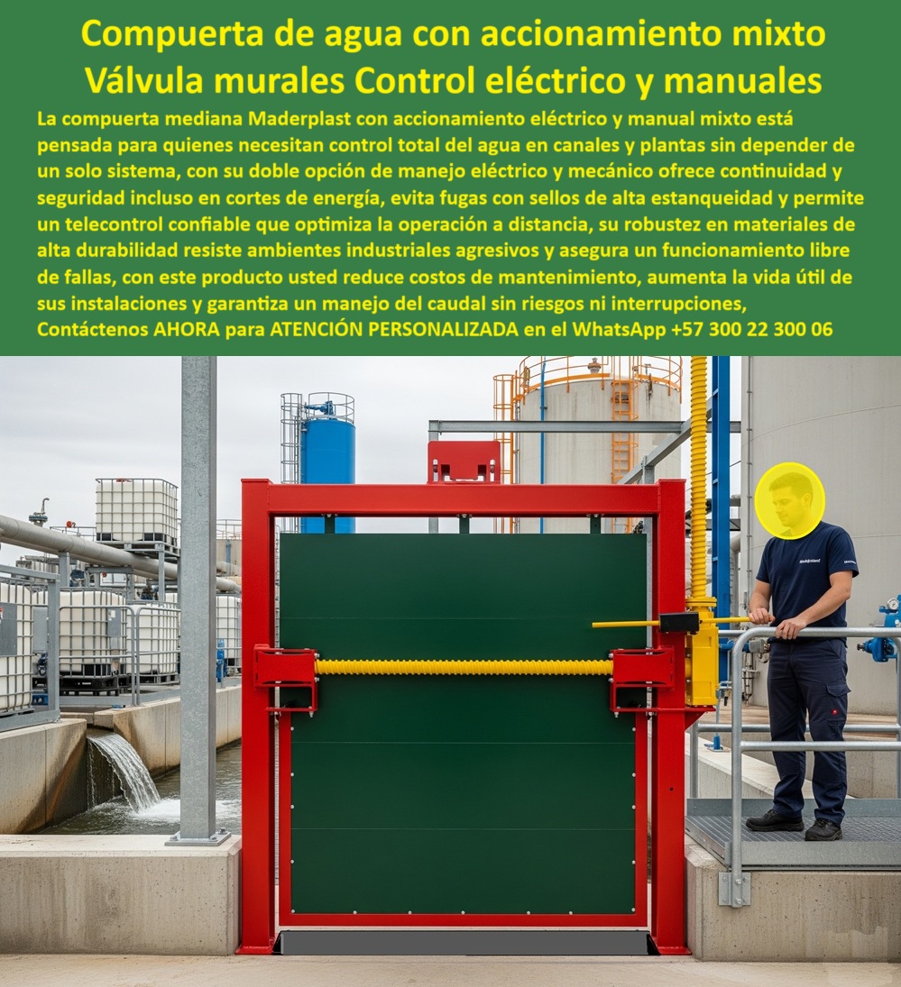 Compuerta Mediana con accionamiento eléctrico y manual mixto Dique Maderplast 0 compuerta de agua con accionamiento mecánico y eléctrico, - Compuertas automáticas y manuales con telecontrol accionamiento mixto para canales Compuerta Mediana con accionamiento eléctrico y manual mixto Dique Maderplast 0 compuerta de agua con accionamiento mecánico y eléctrico Compuertas automáticas y manuales con telecontrol accionamiento mixto para canales 0 Compuerta Mediana con accionamiento eléctrico y manual mixto Dique Maderplast 0 compuerta de agua con accionamiento mecánico y eléctrico, - Compuertas automáticas y manuales con telecontrol accionamiento mixto para canales