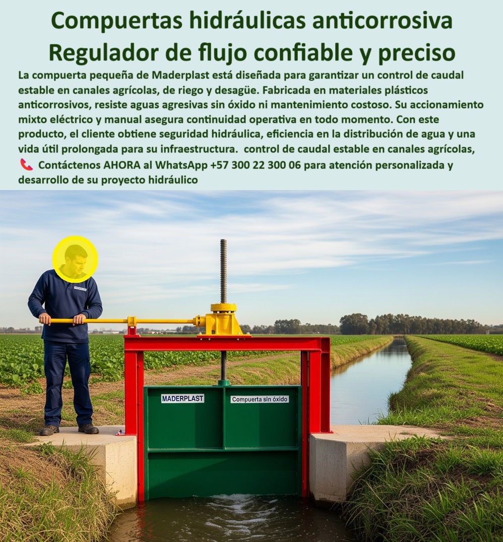Compuerta Pequeña Canal con accionamiento eléctrico y manual mixto Maderplast 0 compuerta hidráulica anticorrosión para control de caudal, - compuerta inteligente para control de flujo hidráulico, compuerta de control canal Compuerta Pequeña Canal con accionamiento eléctrico y manual mixto Maderplast 0 compuerta hidráulica anticorrosión para control de caudal compuerta inteligente para control de flujo hidráulico compuerta de control canal 0 Compuerta Pequeña Canal con accionamiento eléctrico y manual mixto Maderplast 0 compuerta hidráulica anticorrosión para control de caudal, - compuerta inteligente para control de flujo hidráulico, compuerta de control canal