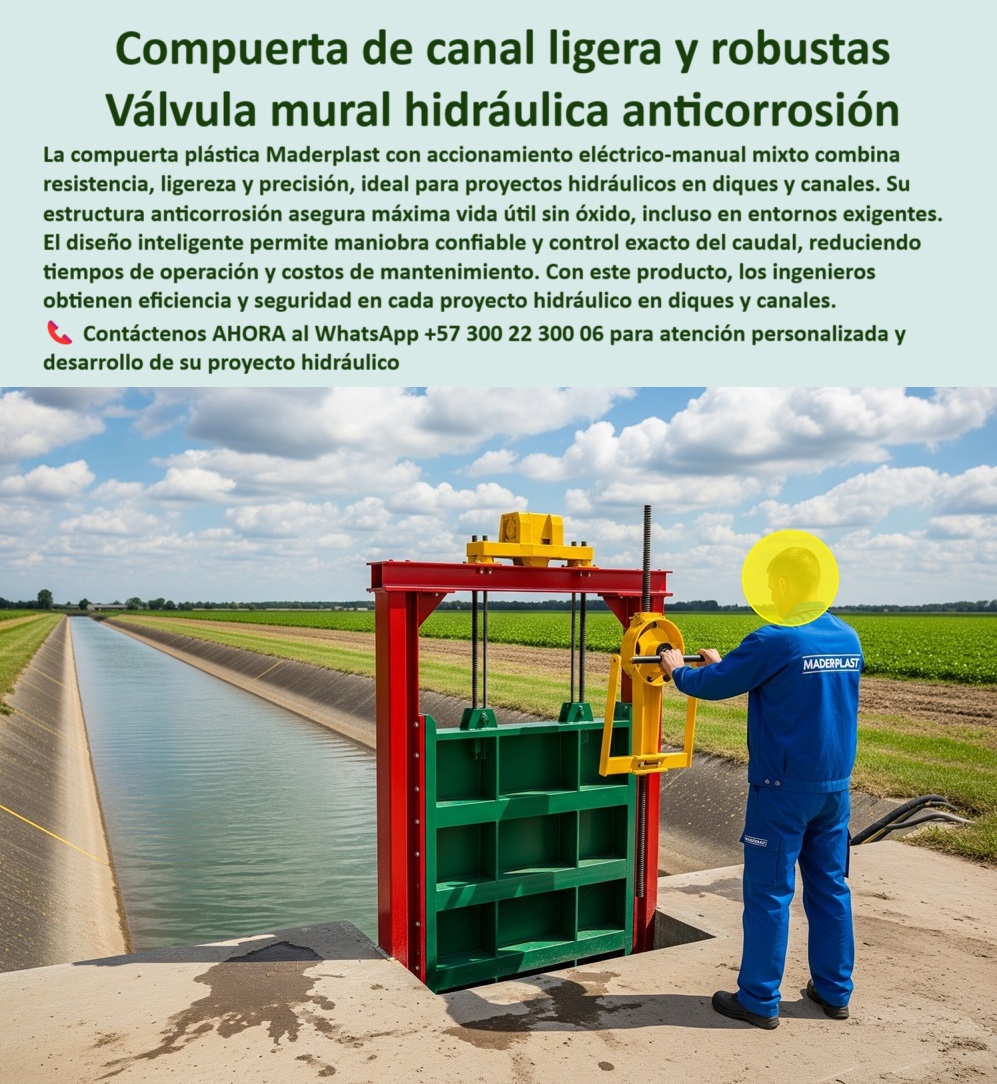 Compuerta Pequeña con accionamiento eléctrico y manual mixto Dique Maderplast 0 compuerta ligera y robusta proyectos hidráulicos, - compuerta hidráulica anticorrosión para control de caudal, - compuerta inteligente canales Compuerta Pequeña con accionamiento eléctrico y manual mixto Dique Maderplast 0 compuerta ligera y robusta proyectos hidráulicos compuerta hidráulica anticorrosión para control de caudal compuerta inteligente canales 0 Compuerta Pequeña con accionamiento eléctrico y manual mixto Dique Maderplast 0 compuerta ligera y robusta proyectos hidráulicos, - compuerta hidráulica anticorrosión para control de caudal, - compuerta inteligente canales