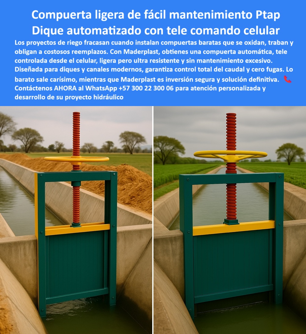 Compuertas para Canales de Riego Control de Caudales compuerta Maderplast 0 dique para riego con telemando celular, - compuerta ligera de fácil mantenimiento, Compuertas Automáticas Tele controladas Maderplast para Canales Compuertas para Canales de Riego Control de Caudales compuerta Maderplast 0 dique para riego con telemando celular compuerta ligera de fácil mantenimiento Compuertas Automáticas Tele controladas Maderplast para Canales 0 Compuertas para Canales de Riego Control de Caudales compuerta Maderplast 0 dique para riego con telemando celular, - compuerta ligera de fácil mantenimiento, Compuertas Automáticas Tele controladas Maderplast para Canales