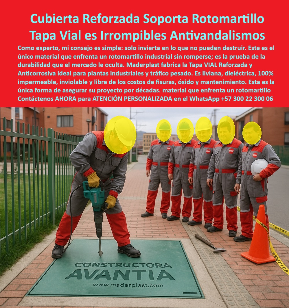 Cubiertas Ensayos Con Rotomartillos Pruebas Tapas Maderplast 0 Ensayo de tapa plástica reforzada frente a rotomartillo industrial Producto inviolable anticorrosivo y resistente a impactos Ideal para instalaciones eléctricas plantas indus Cubiertas Ensayos Con Rotomartillos Pruebas Tapas Maderplast 0 Ensayo de tapa plástica reforzada frente a rotomartillo industrial Producto inviolable anticorrosivo y resistente a impactos Ideal para instalaciones eléctricas plantas indus