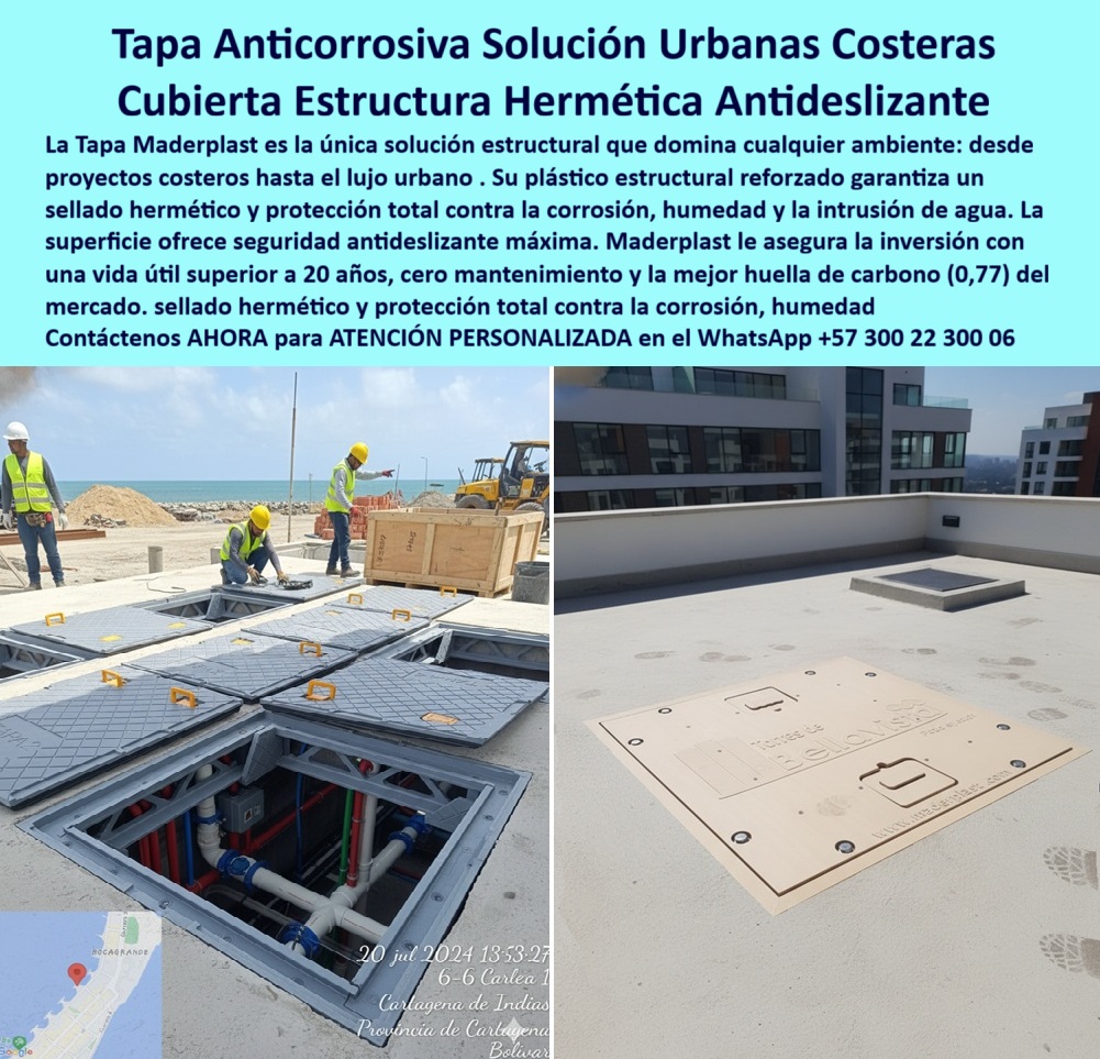 Tapa Hermética de Gran Formato para Cuartos Técnicos Maderplast 0 Tapa Plástica Reforzada Anticorrosiva Proyectos Urbanos y Costeros Tapas plásticas estructurales producidas diseñadas uso industrial urbano y acuático Superficie antideslizante PP Tapa Hermética de Gran Formato para Cuartos Técnicos Maderplast 0 Tapa Plástica Reforzada Anticorrosiva Proyectos Urbanos y Costeros Tapas plásticas estructurales producidas diseñadas uso industrial urbano y acuático Superficie antideslizante PP