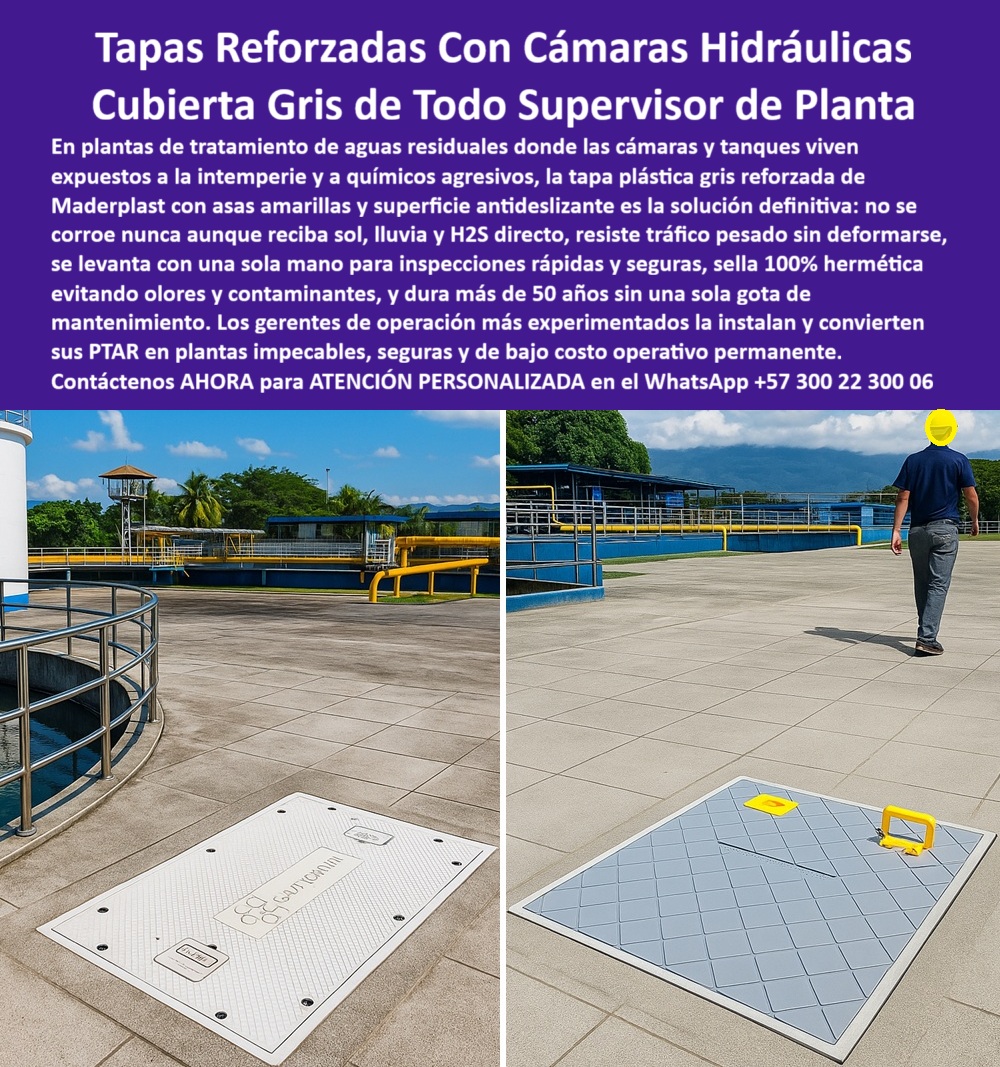 Tapa Plástica Anticorrosiva Ptar Cámaras Hidráulicas Maderplast 0 Tapa plástica reforzada para cámaras hidráulicas y tanques de tratamiento de agua residual tapas grises de gran formato utilizadas en plantas de tratamiento de aguas residuales PP Tapa Plástica Anticorrosiva Ptar Cámaras Hidráulicas Maderplast 0 Tapa plástica reforzada para cámaras hidráulicas y tanques de tratamiento de agua residual tapas grises de gran formato utilizadas en plantas de tratamiento de aguas residuales PP