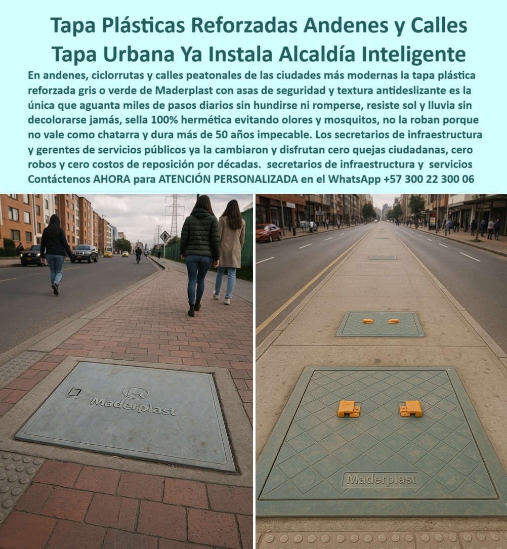 Tapa plástica reforzada fuerte Maderplast 0 Tapas urbanas, resistente, estética y libre de mantenimiento Tapa plástica estructural para calles peatonales, andenes y redes subterráneas urbanas Tapa plástica reforzada de alta resistencia, peatonal Tapa plástica reforzada fuerte Maderplast 0 Tapas urbanas resistente estética y libre de mantenimiento Tapa plástica estructural para calles peatonales andenes y redes subterráneas urbanas Tapa plástica reforzada de alta resistencia peatonal