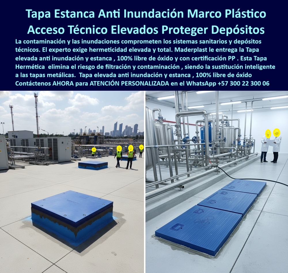 Tapas Herméticas Anti Contaminación Anti Inundación Maderplast 0 Tapas con marco Herméticas sin tapas metálicas Tapa elevada antiinundación y estanca sistemas sanitarios y depósitos técnicos - Ventajas La tapa plástica con certificación PP Tapas Herméticas Anti Contaminación Anti Inundación Maderplast 0 Tapas con marco Herméticas sin tapas metálicas Tapa elevada antiinundación y estanca sistemas sanitarios y depósitos técnicos Ventajas La tapa plástica con certificación PP