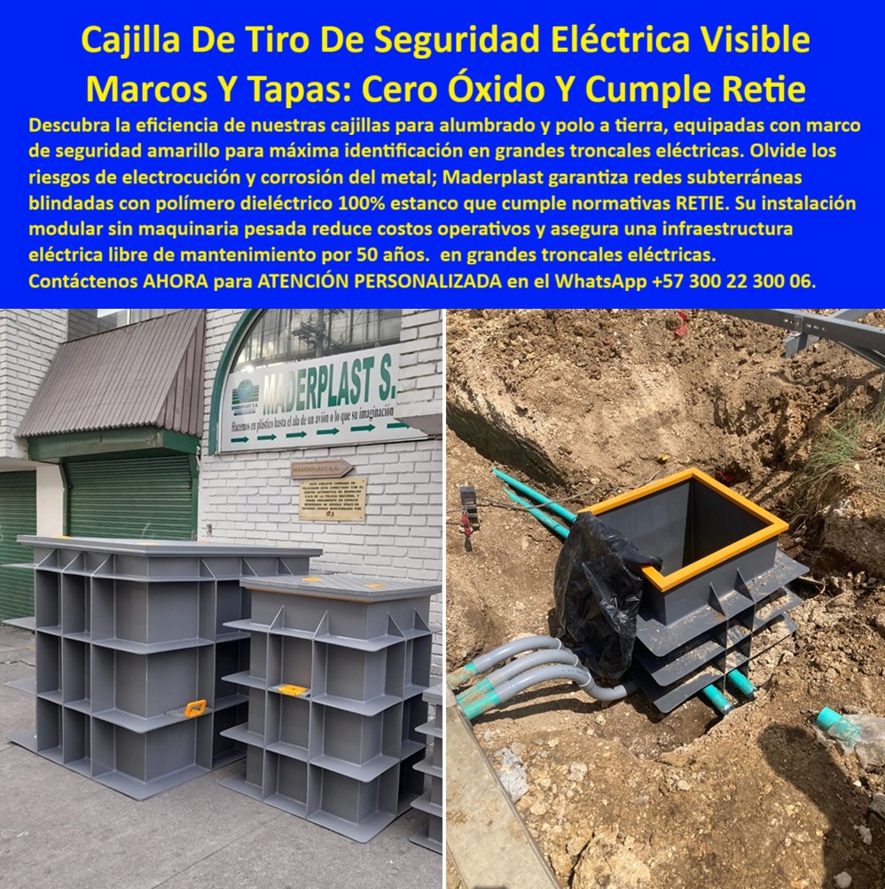Caja de Instalaciones cajas canalizaciones con tapa Marcos Maderplast 0 Cajilla plástica de luz subterránea alto impacto Cajas para grandes troncales eléctricas estancas Registro de inspección puesta a tierra seguro Cajas empalme subterránea