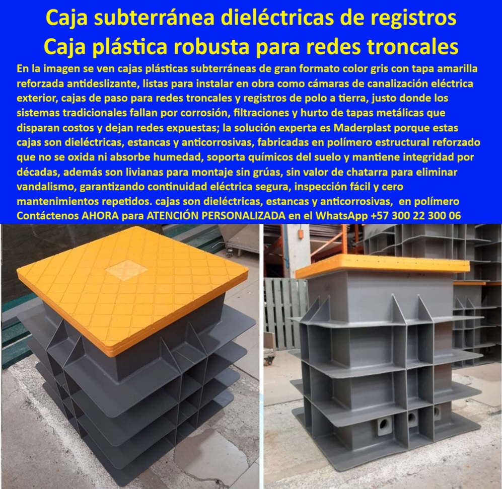 Caja de Instalaciones cajas canalizaciones con tapa Marcos Maderplast 0 Sistema de canalización protegido contra humedad Cajas de registro fotovoltaica resistente UV Cámara visita saneamiento obra limpia Registro de paso peatonal alta visita