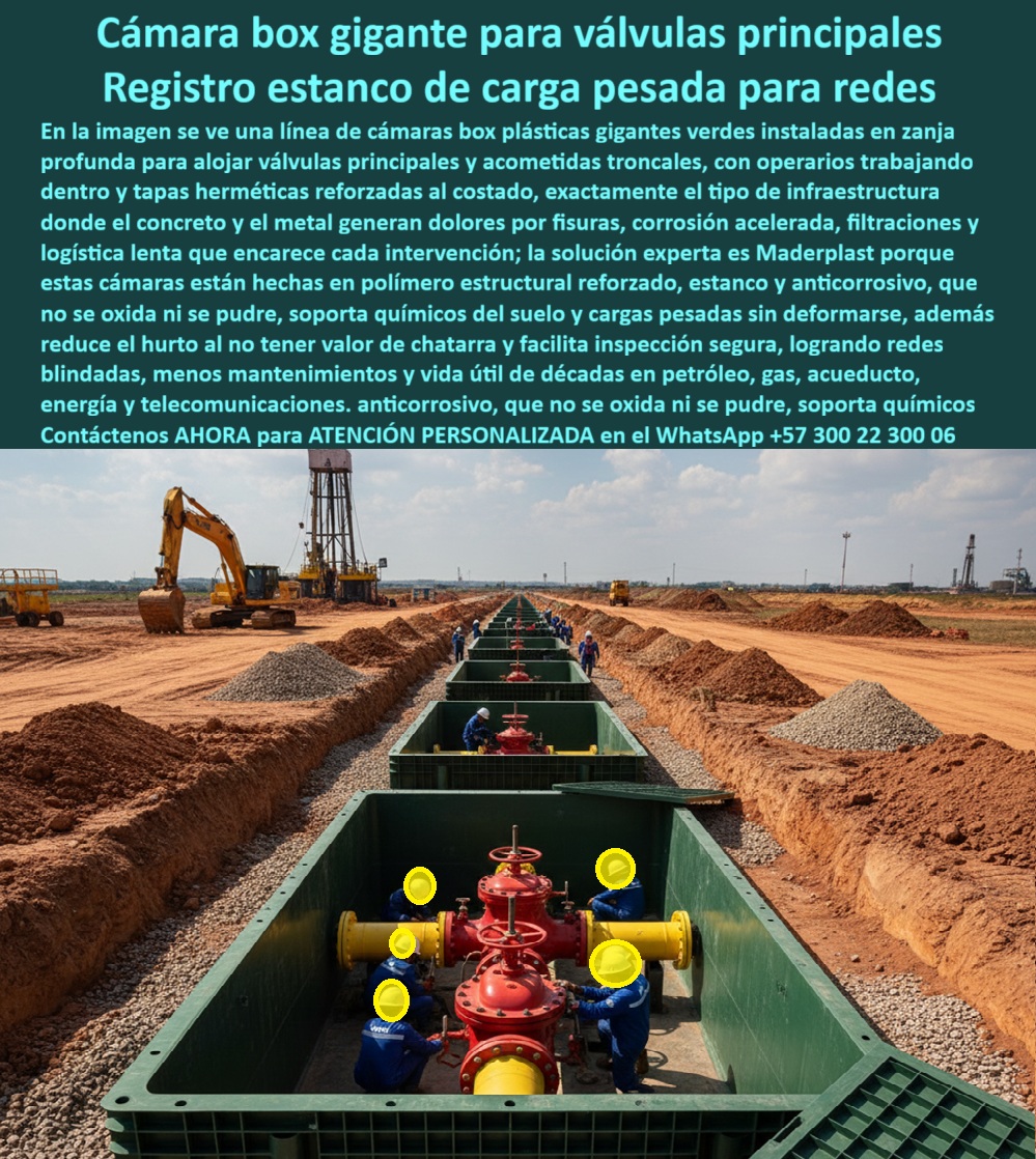 Cajas Box Grandes Cajas Grandes Tamaños Caja Válvulas Maderplast 0 Arquetas de paso grandes dimensiones Cajas de registro para minería y petróleo Cámara de empalme fibra óptica troncal Cajas para alojar Bóvedas de telecomunicaciones estancas