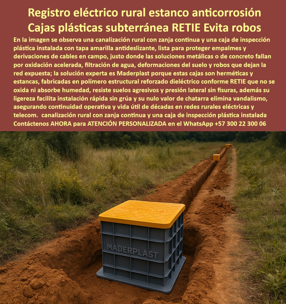 Cajas Canalizaciones Marcos Y Tapa Caja De Inspección Hermética Maderplast 0 Bóvedas plásticas para cableado en zonas inundables Caja de registro RETIE para alumbrado perimetral Registros de paso estancos para bombas de agua Cámara inspección