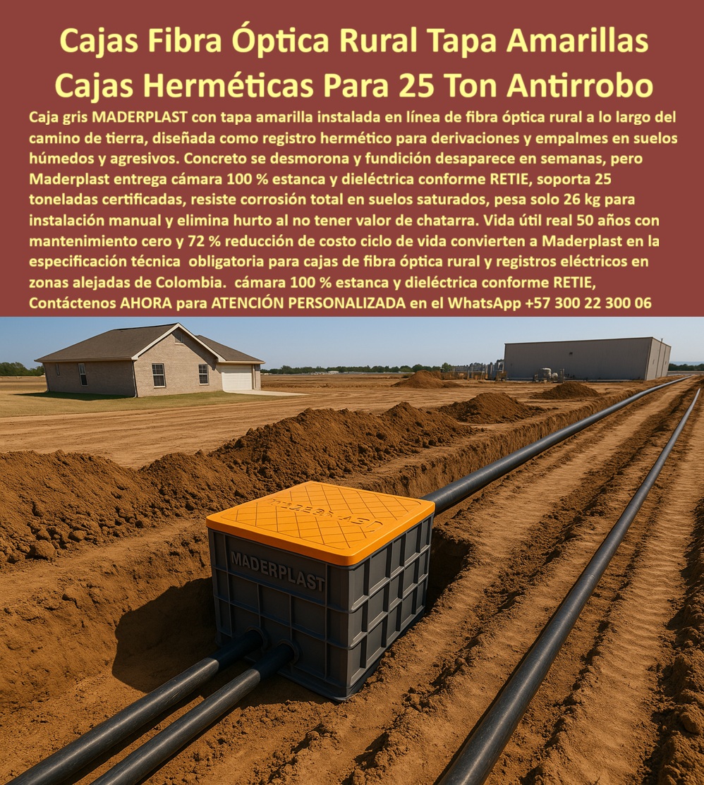 Cajas Canalizaciones Marcos Y Tapa Caja De Inspección Hermética Maderplast 0 Cajas de paso redes subterráneas plástica Solución infraestructura eléctrica agroindustrial estanca Arquetas inspección alta visibilidad Contenedor técnico soterrado