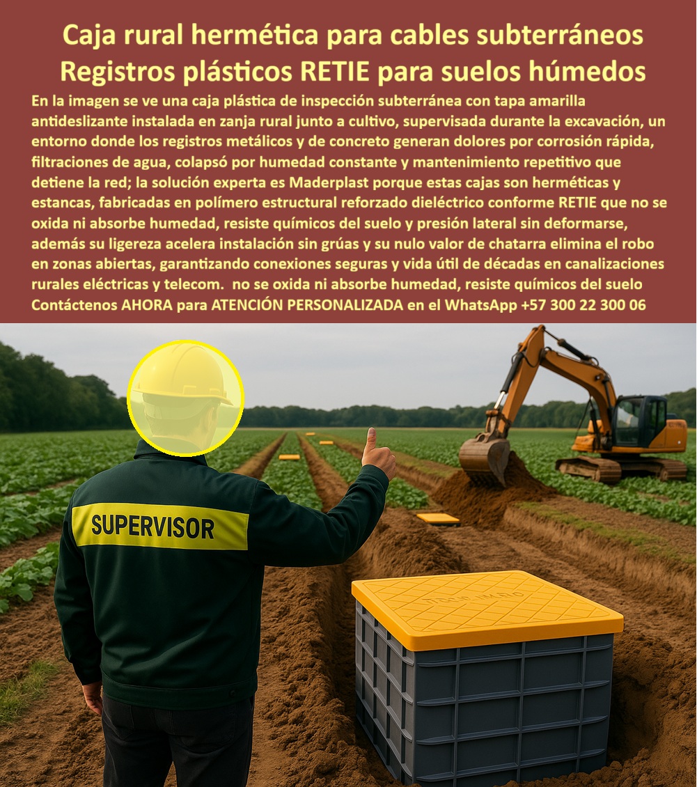 Cajas Canalizaciones Marcos Y Tapa Caja De Inspección Hermética Maderplast 0 caja rural hermética para cables subterráneos registro eléctrico plástico estanco caja para suelos húmedos caja de inspección plástica RETIE para canalización rural