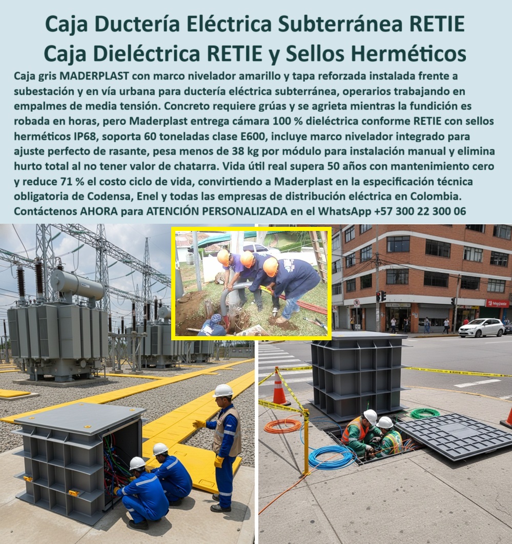 Cajas Con Tapa Subterráneas Caja Canalización Empalmes Eléctricos Maderplast 0 Caja de instalaciones subterráneas estancas IP68 Registro para canalización eléctrica residencial segura Solución nivelación tapas de registro aceras Cajas de paso