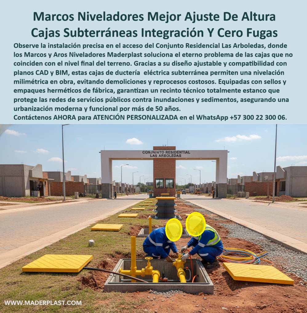 Cajas Con Tapa Subterráneas Caja Canalización Empalmes Eléctricos Maderplast 0 Marcos o aros niveladores para pozos de inspección Caja de ductería eléctrica subterránea con sellos Cajas con tapa subterráneas ajustables en altura Profundidad