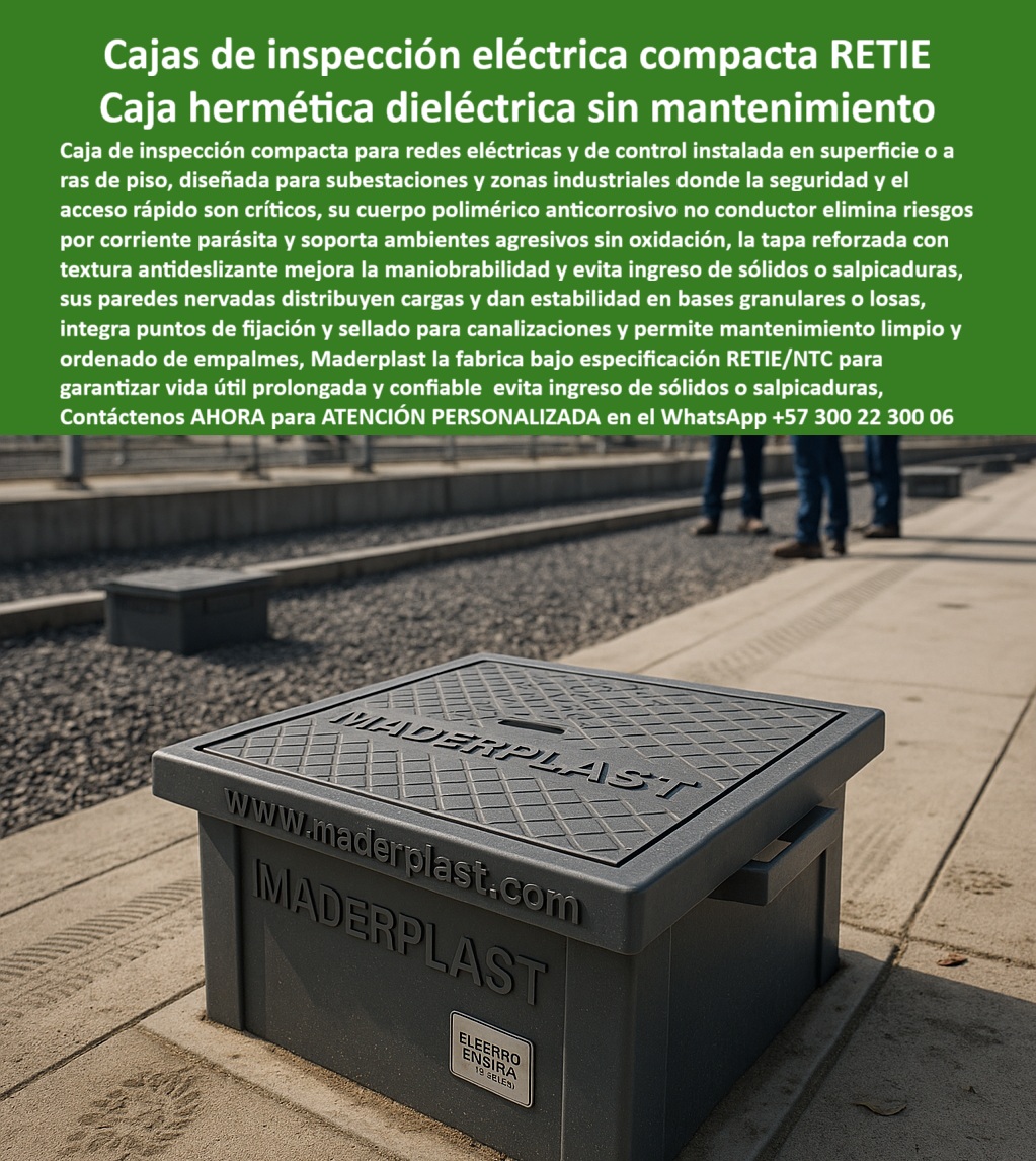 Cajas Grandes Pozo Canalización Tapa Marcos 150X150X120 de Maderplast 0 caja de inspección eléctrica compacta registro eléctrico superficial con tapa caja plástica para empalmes industriales caja dieléctrica para subestaciones cámara de paso