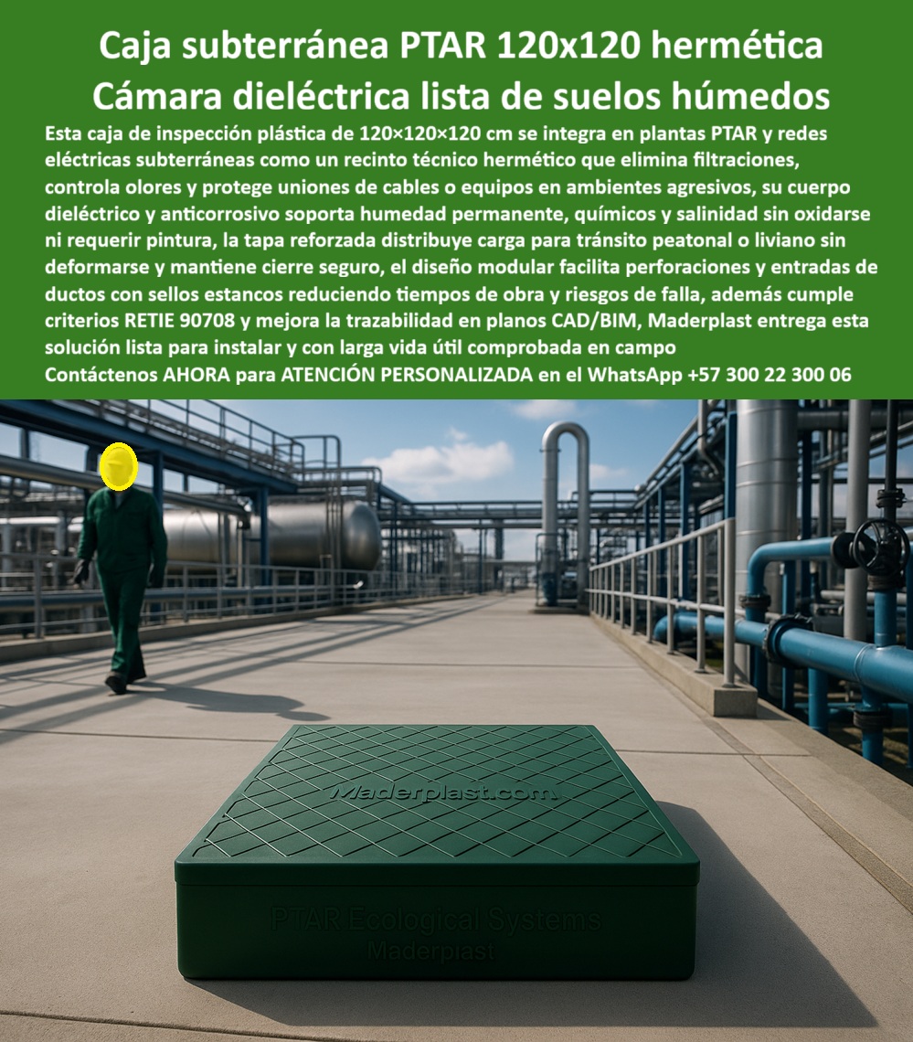 Cajas Grandes Pozo Canalización Tapa Marcos 150X150X120 de Maderplast 0 caja subterránea hermética cámara de inspección PTAR anticorrosiva registro eléctrico dieléctrico sin mantenimiento caja plástica para uniones de cables cámara estanca 0