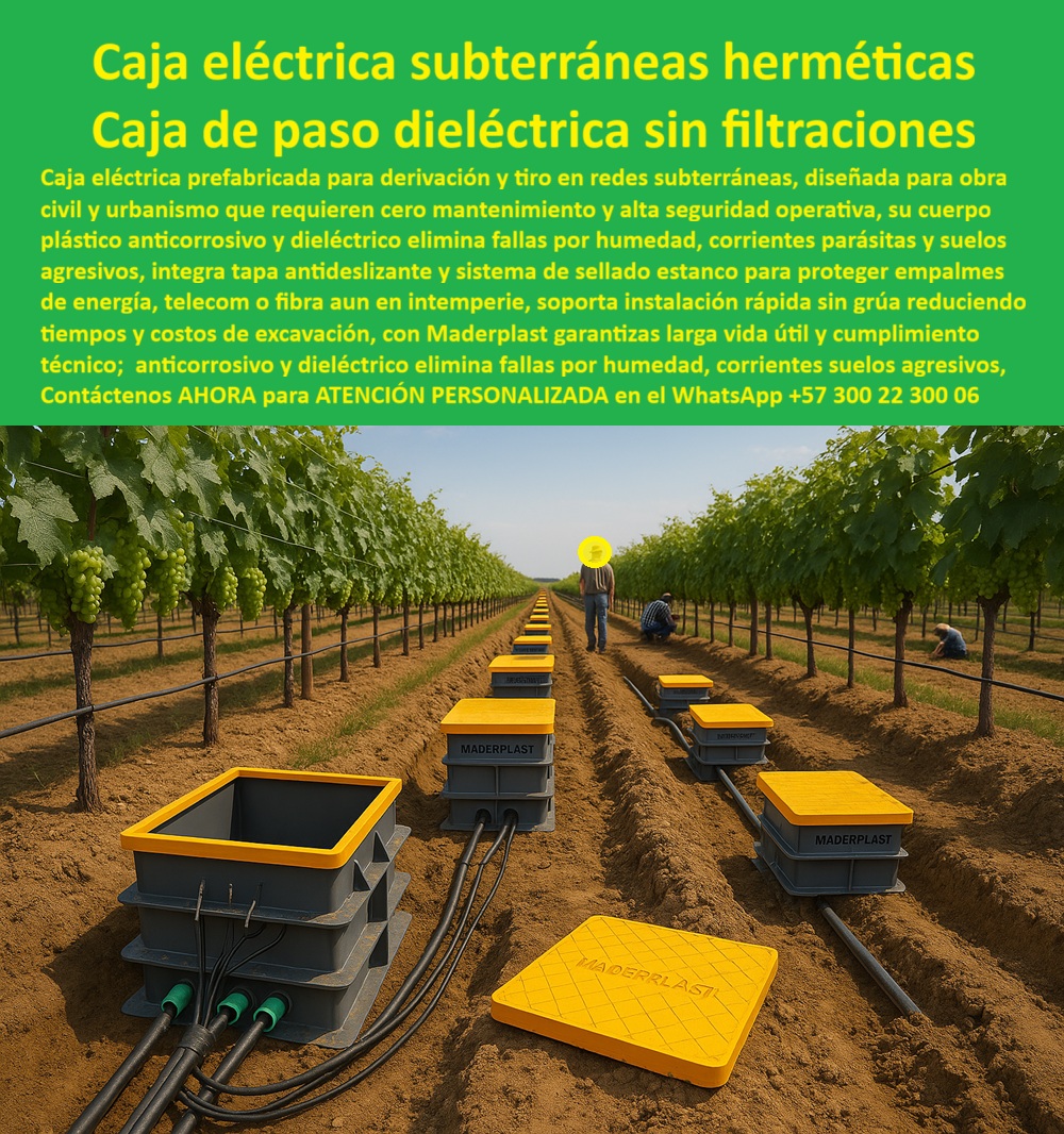 Cajas Inspección Agricolas Caja Conecciones Redes Subterráneas Maderplast 0 cámara riego inundable 50 años garantía caja válvulas riego registro riego inundable clase C 250 caja riego inundación mantenimiento cero cámara válvulas riego aguas