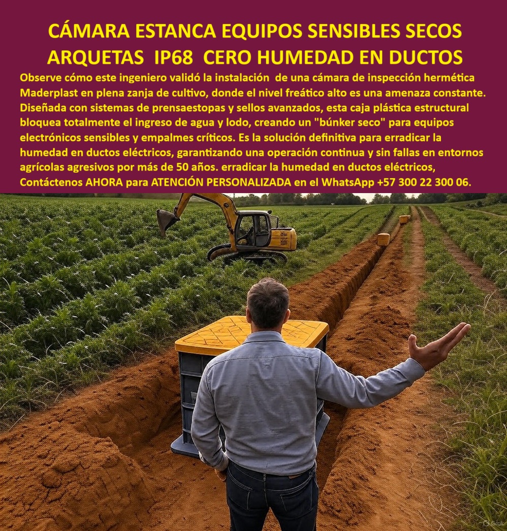 Cajas Inspección Herméticas Caja Conecciones Redes Subterráneas Maderplast 0 Cajas de paso con prensaestopas y sellos certificados Cámara de inspección seca para equipos sensibles Solución definitiva humedad en ductos eléctricos Caja plástica