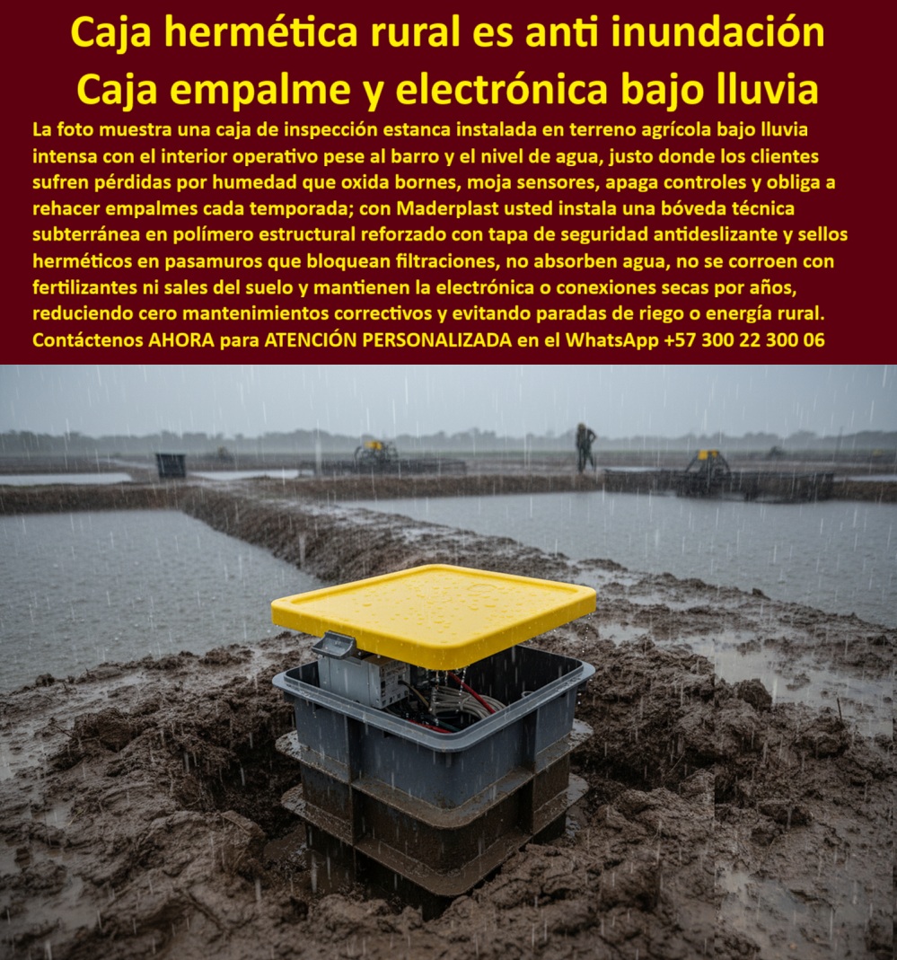 Cajas Inspección Herméticas Caja Conecciones Redes Subterráneas Maderplast 0 Cajasconexión redes subterráneas sin filtraciones Registro eléctrico hermético para zonas de cultivo Bóveda técnica para electrónica bajo tierra Caja de paso Secas