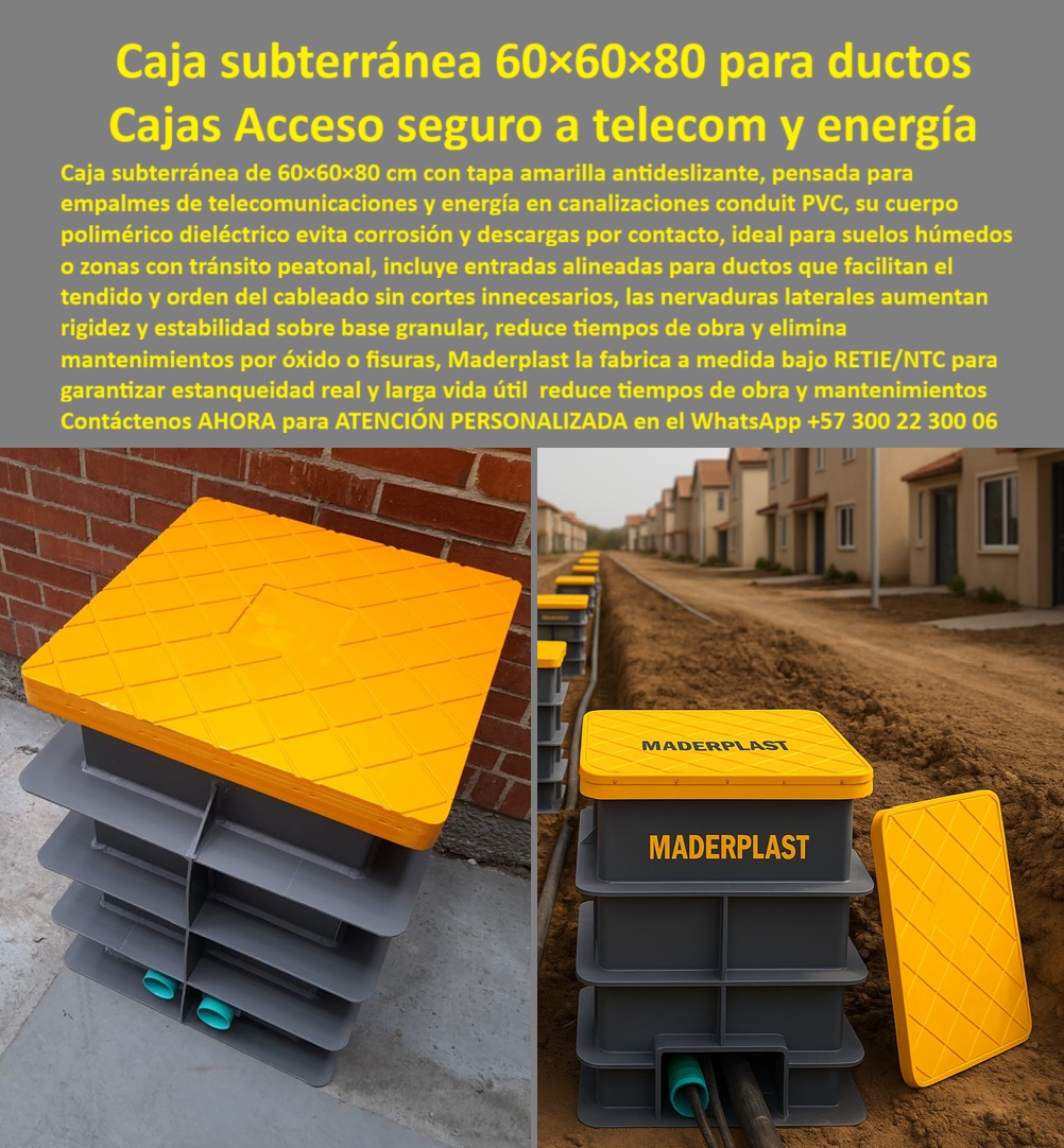 Cajas Redes Subterráneas Canalizaciones Caja 60x60x80 Cm Cámara Maderplast 0 caja subterránea 60x60x80 para telecom registró plástico para ductos conduit PVC caja de inspección eléctrica subterránea caja cámara de paso redes subterráneas