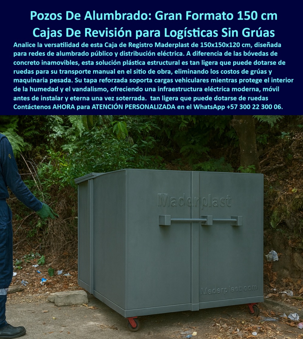 Cajas canalizaciones con tapa y Marcos 150 x 150 x 120 cm Maderplast 0 Cajas grandes canalizaciones con tapa Pozo de revisión eléctrica prefabricado Caja registro para alumbrado público carga pesada Caja y Tapas reforzadas por carga vehicular