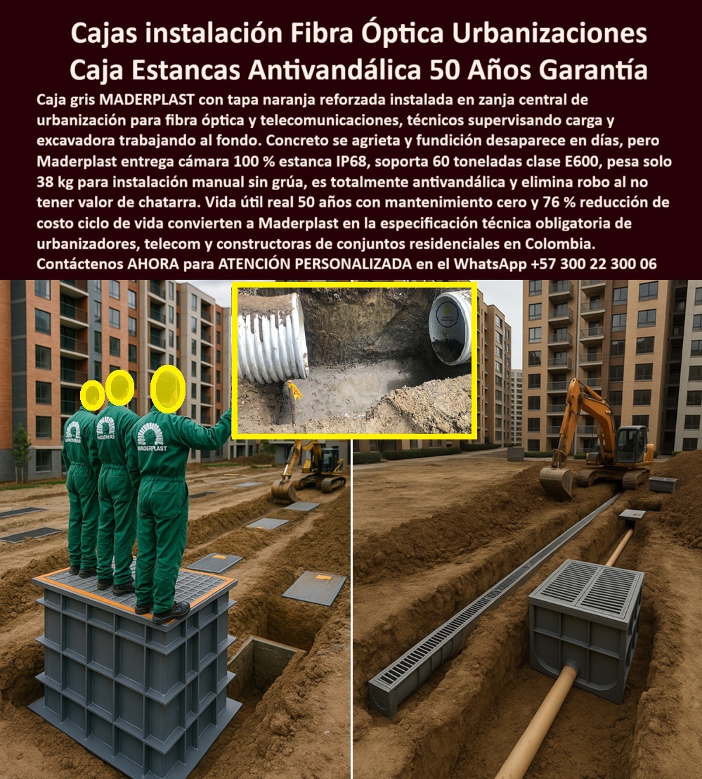 Canalizaciones Caja Tapa Marcos Urbanismo Canales Ductos Canaletas Maderplast 0 caja fibra óptica urbanización cámara telecom zanja central estanca caja registro fibra 76 ahorro ciclo caja paso fibra óptica antivandálica cámara fibra urbana