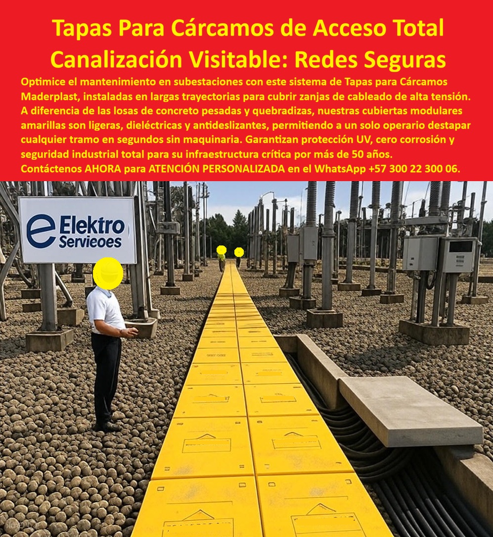 Canalización Con Tapa Marcos Canales Ductos Canaletas Cajas Maderplast 0 Canalizaciones con tapa marcos canales ductos canaletas Tapas para cárcamos eléctricos amarillas Cubiertas modulares para zanjas subestación Tapas de registro inspección