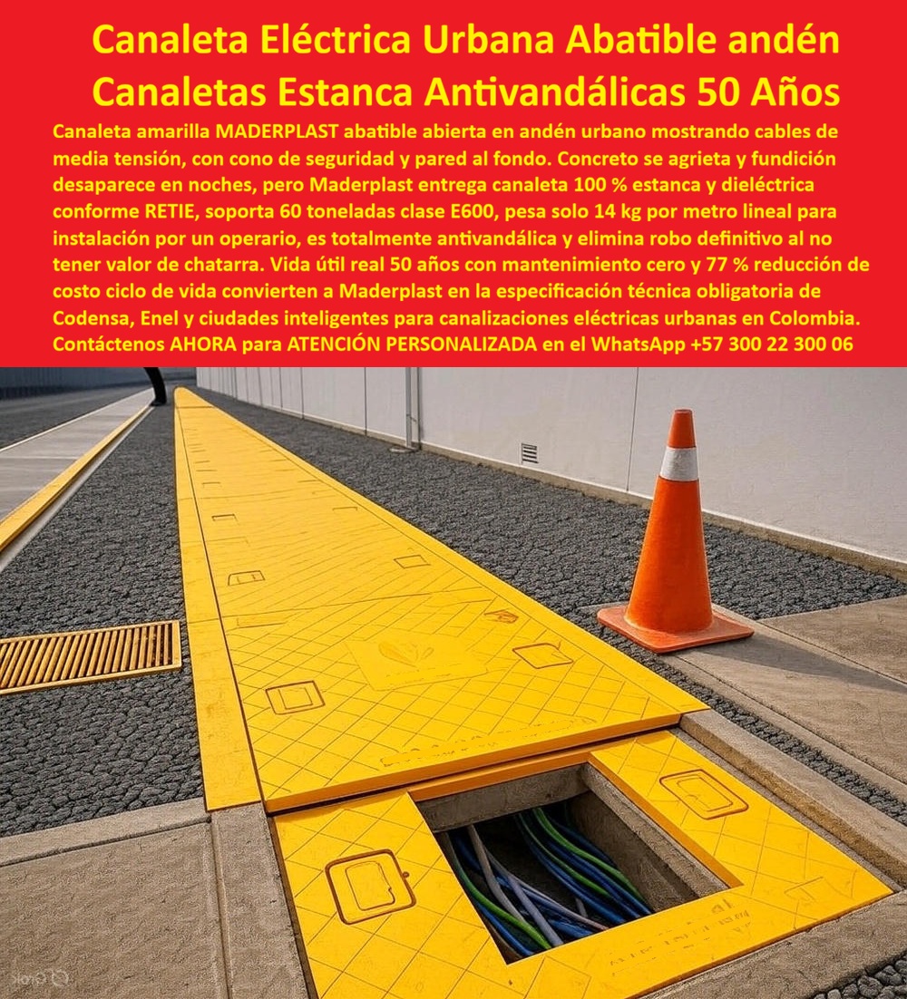 Canalización Con Tapa Marcos Canales Ductos Canaletas Cajas Maderplast 0 canaleta eléctrica urbana abatible canaleta andén Codensa tapa amarilla canaleta media tensión estanca antivandálica canaleta urbana 77 ahorro ciclo vida canaleta Retie