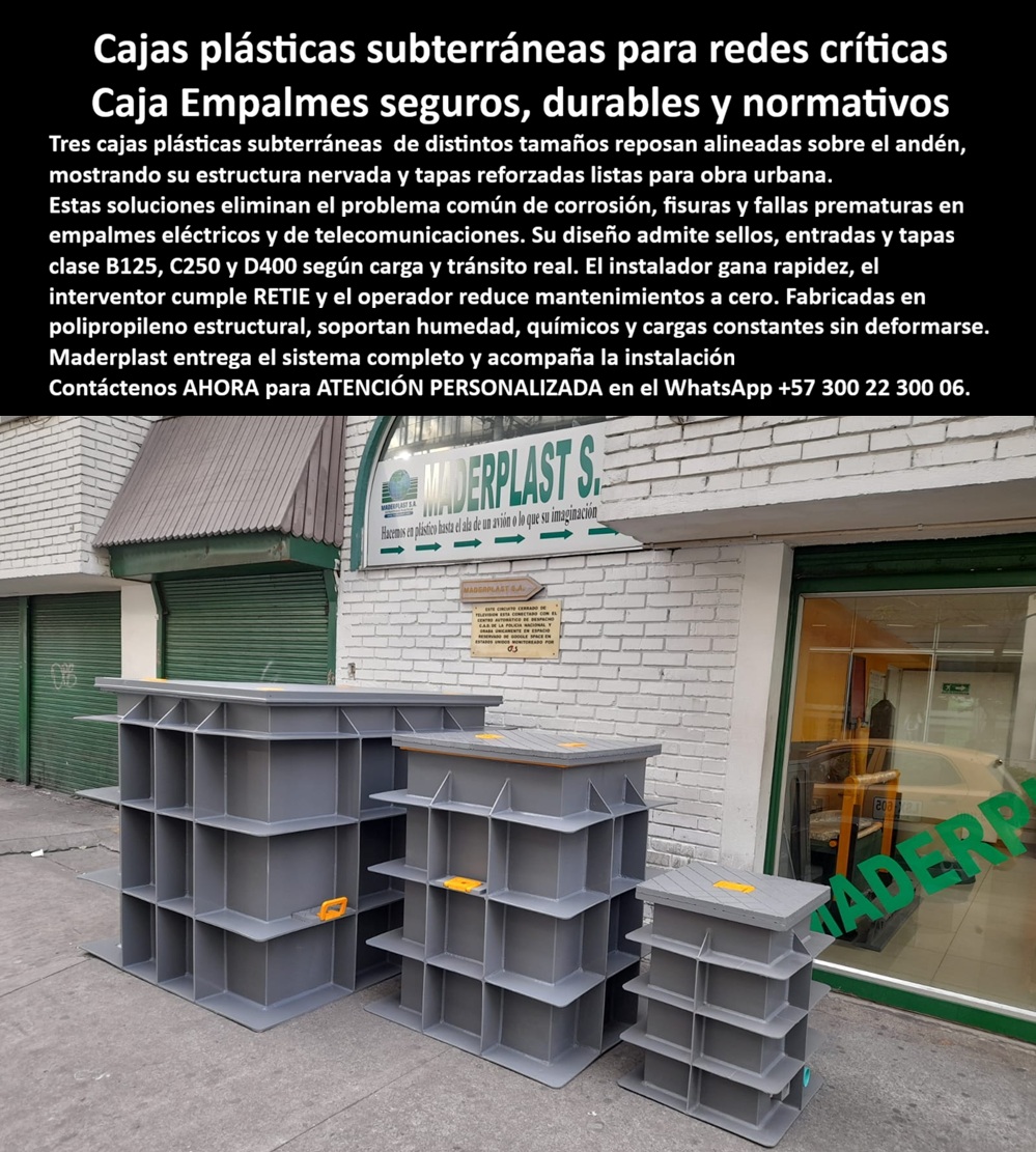 Catálogo CajaS PlásticaS PozoS Conexiones Cajas De Paso Strings Maderplast 0 caja plástica subterránea para empalmes eléctricos pozo de registro clase D400 para redes urbanas caja de paso eléctrica RETIE prefabricada caja subterráneaS
