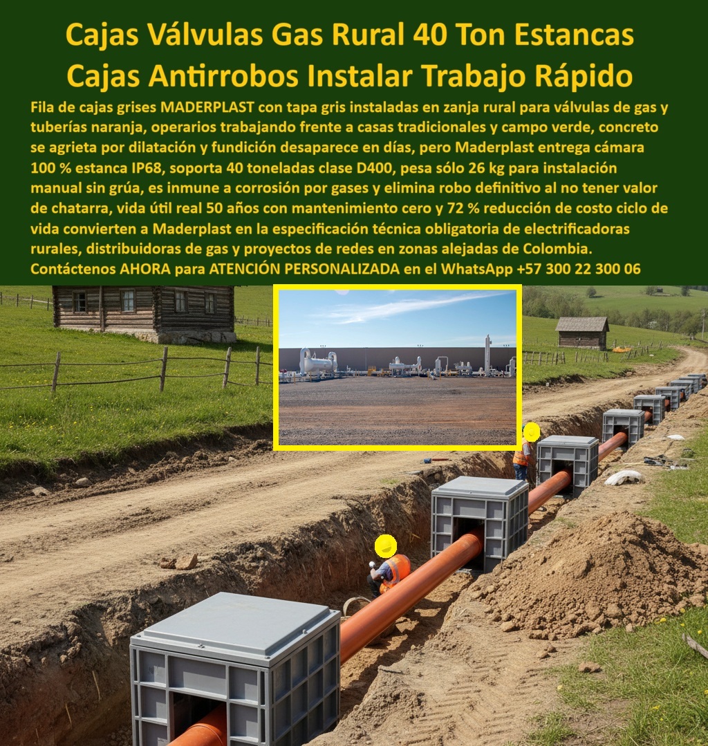 Red Subterránea Cajas Tuberías Cámara Empalme Válvula Gas Maderplast 0 cajas válvulas gas rural 40 ton cámara gas Zona rural estanca00