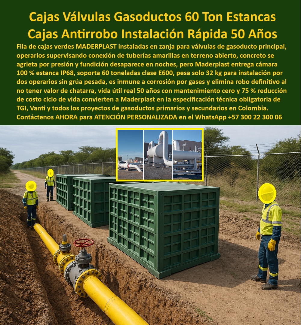 Red Subterránea Cajas Tuberías Cámara Empalme Válvula Gas Maderplast 0 cajas válvulas gasoducto 60 ton cámara acometida gas estanca IP68 caja paso gasoducto instalación 32 kg caja válvulas gas 75 ahorro ciclo cámara derivación gasoducto gas