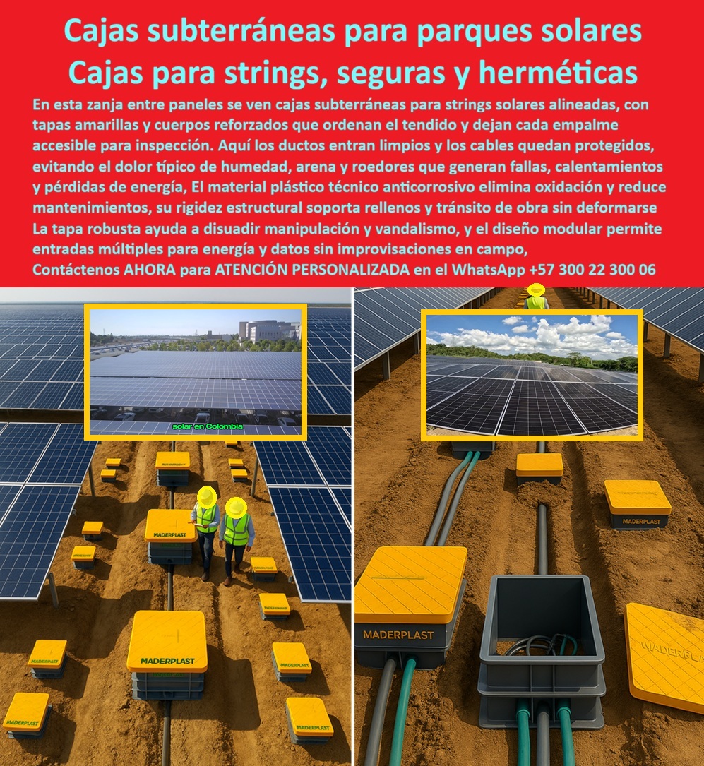 Strings Pozos Parques Solares Cajas Fotovoltaicas Caja Energía Solar Maderplast 0 cajas subterráneas strings solares caja fotovoltaica enterrada empalmes caja plástica parque solar utility caja solar subterránea para conexiones caja de paso