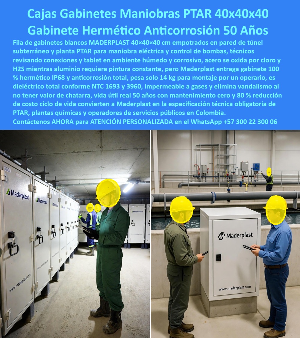 Tablero Caja Eléctrica Exterior Caja Cámara Eléctrica Prefabricada Maderplast 0 gabinetes maniobra PTAR 40x40x40 cámara control bombas anticorrosión gabinete eléctrico PTAR 80 ahorro caja maniobra planta instalación 14 kg gabinete control