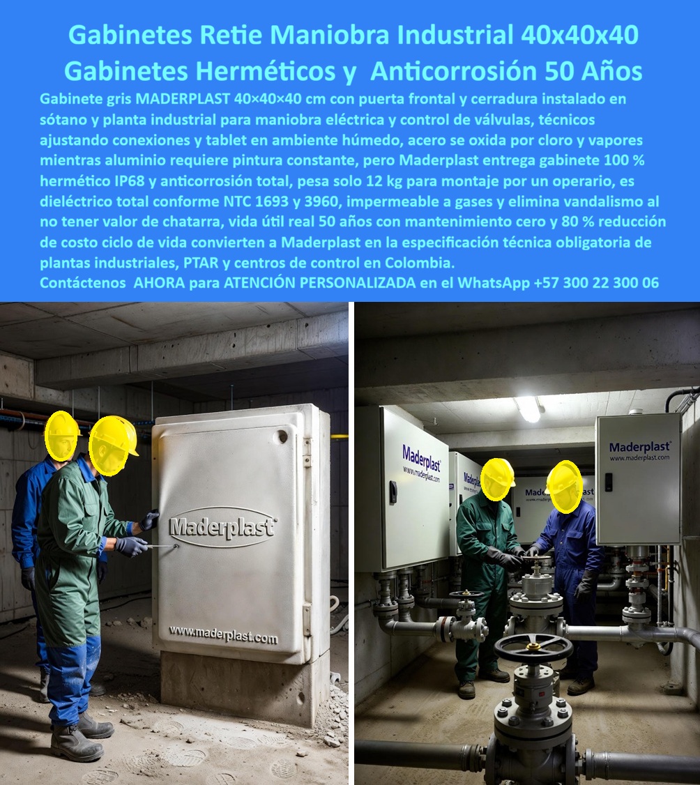 Tablero Caja Eléctrica Exterior Caja Cámara Eléctrica Prefabricada Maderplast 0 gabinetes maniobra industrial 40x40x40 cámara control válvulas anticorrosión gabinete eléctrico planta 80 ahorro caja maniobra industrial instalación 12 kg pp