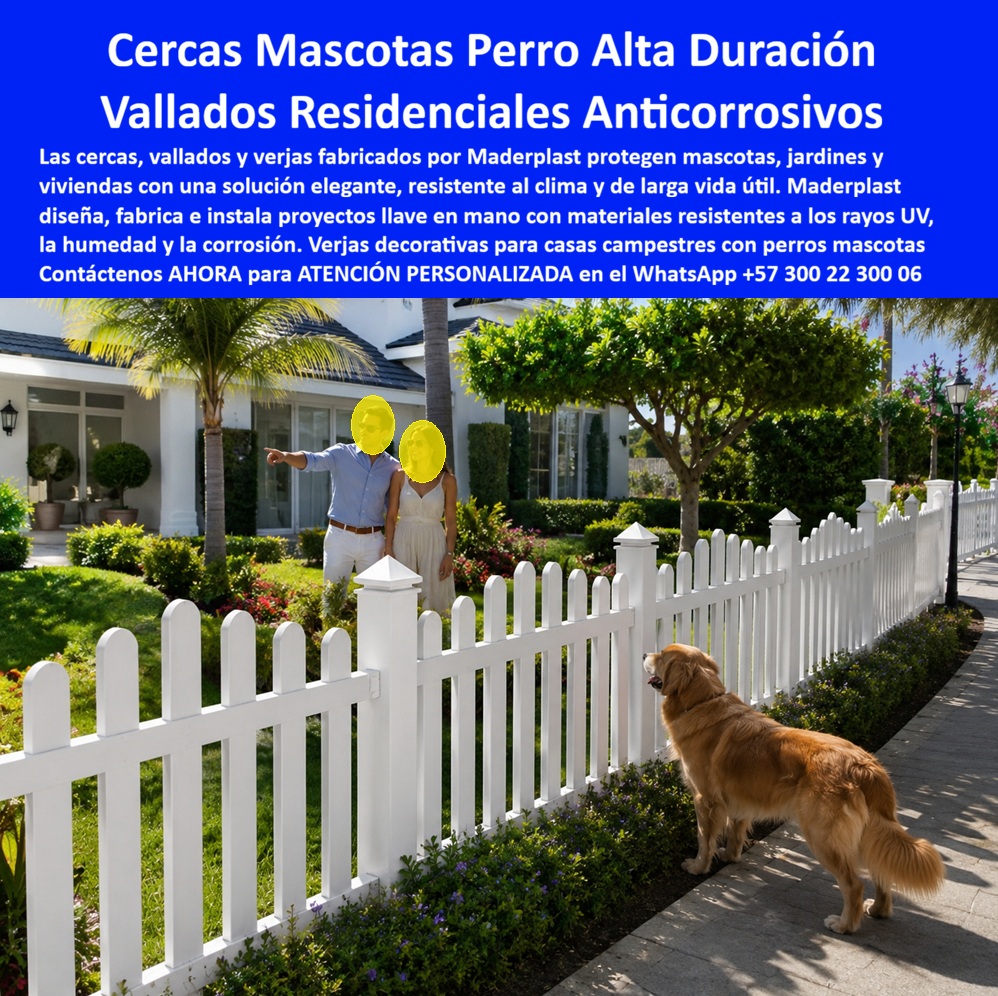 Barandas Para Jardín Mascotas Cercas Verjas Perros Maderplast Vallado de mascotas blanco con protección solar extrema Vallado de mascotas blanco con estabilidad cromática permanente Cerca Perro Blanca Plástica Inoxidable Larga Duración valla