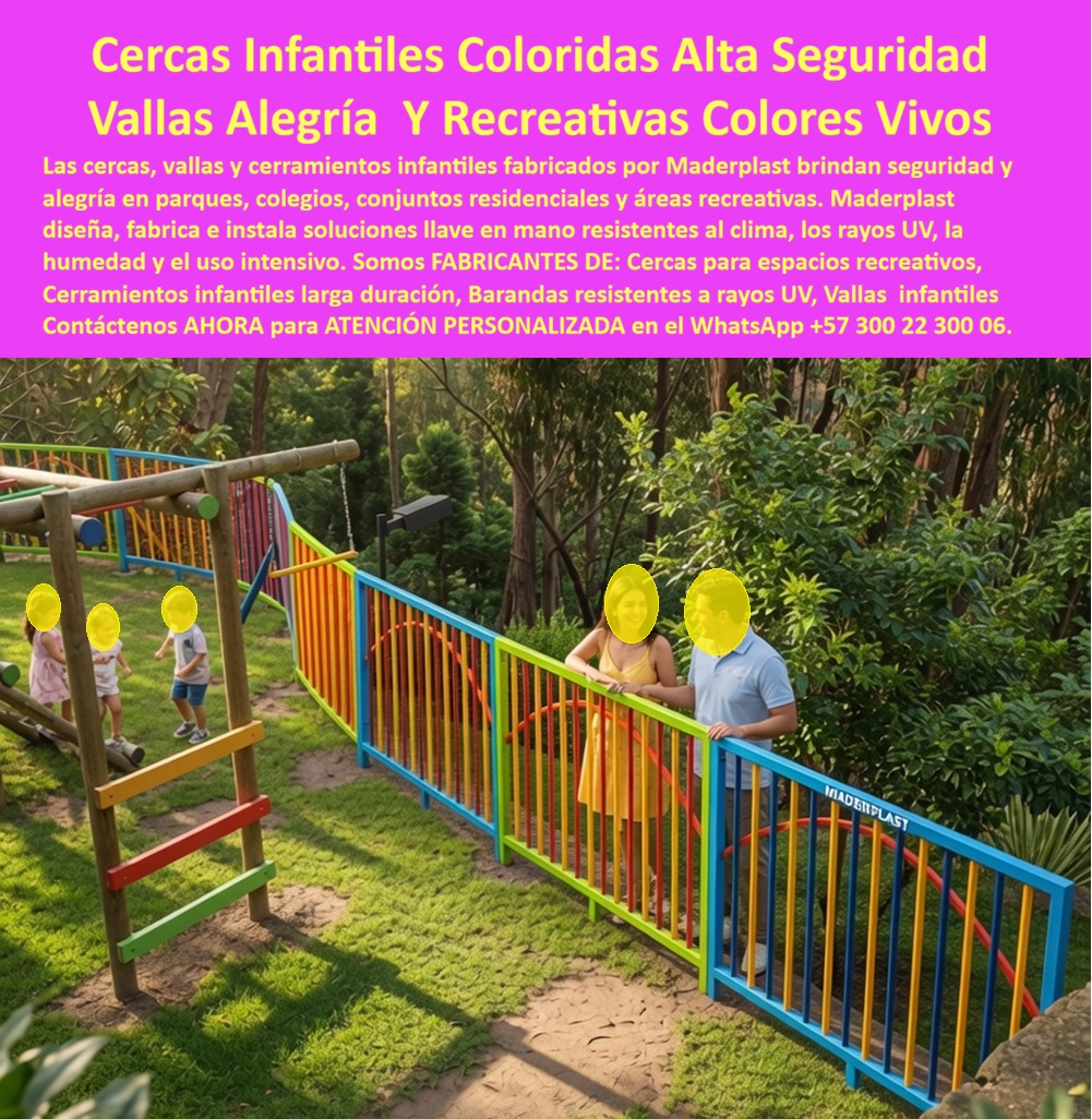 Cerca Infantil Alegre Vallas Cercas Infantiles De Colores Vivos Maderplast Vallas de Colores Alegres para Juegos Infantiles Alta Seguridad Barandas Coloridas Playgrounds y Áreas Recreativas Anticorrosivas Cerramientos Perimetrales para Parque