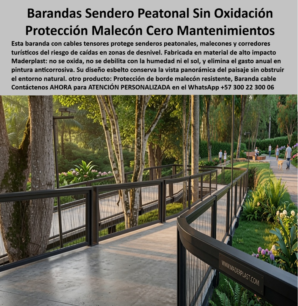 Cerramientos Urbanísticos Senderos Y Malecones camineras Maderplast Vallas para corredores turísticos sin costo de mantenimiento Baranda Paso Peatonal Residencial Resistente Cero Mantenimiento Sistemas De Protección Senderos Urbanos Barandas