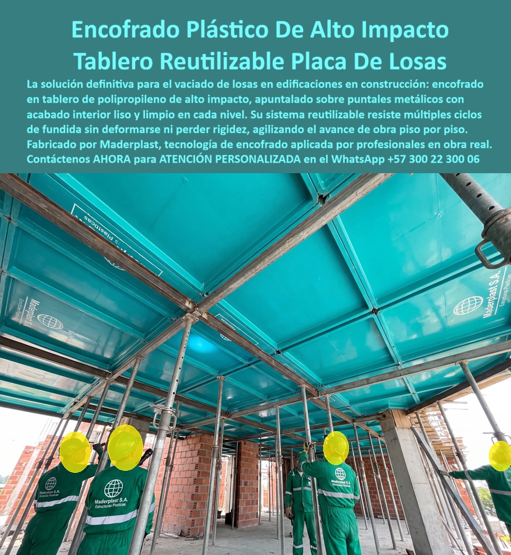 Tableros De Polipropileno Para Encofrados De Concreto Maderplast - Encofrado plástico de alto impacto en tablero de polipropileno reutilizable es el sistema que hoy sostiene, nivel tras nivel, el peso completo de una losa fresca en cualquier edificación en construcción: apuntalado sobre puntales metálicos, con acabado interior liso y limpio que se repite piso por piso sin deformarse ni perder rigidez. Esa es la imagen que resume, mejor que cualquier explicación, lo que un ingeniero residente, un proyectista o un gerente de obra necesitan entender antes de definir su sistema de encofrado para el próximo vaciado. La pregunta que todo ingeniero de campo se hace frente a una placa por fundir es directa: ¿qué material resiste múltiples ciclos de fundida sin que el acabado se degrade y sin generar reclamos del cliente final? La formaleta convencional en madera o fenólico responde con humedad, alabeo, astillado y un acabado que exige resane constante. Ahí es donde el reemplazo del fenólico por placas macizas de polipropileno cambia por completo la ecuación: el mismo panel se reutiliza decenas de veces, entrega concreto a la vista de calidad arquitectónica desde el primer vaciado y elimina el reproceso que hoy consume horas de cuadrilla y presupuesto de obra. Un arquitecto residente sabe que los atrasos de cronograma casi nunca vienen del concreto en sí, sino del sistema de encofrado: paneles que se pandean, tableros que absorben agua, camillas para encofrados de concreto que pierden escuadra entre un nivel y otro. Maderplast resuelve esa causa raíz con tecnología de encofrados en paneles plásticos estructurales, diseñados para entibados, muros de concreto arquitectónico y losas, integrando un sistema de encofrado completo, no piezas sueltas que el maestro de obra deba improvisar en sitio. El resultado es construcción tecnificada real: se arma, se funde, se desencofra limpio y se reutiliza al día siguiente, acelerando el avance piso por piso y habilitando construcción industrializada y construcción acelerada en proyectos de vivienda y edificaciones en altura. ¿Cómo se traduce esto en la obra? Cuando un ingeniero pregunta cuánto dura una placa de polipropileno frente a un tablero fenólico, la respuesta técnica es clara: mientras el fenólico se descarta en pocos usos, las placas para formaletas y paneles para encofrado Maderplast mantienen su rigidez y su acabado permanente durante cientos de ciclos, sin absorber humedad ni requerir aceites desencofrantes agresivos. Eso convierte cada panel en un activo de obra, no en un consumible que se repone cada semana. Y cuando la pregunta es sobre acabados arquitectónicos, la respuesta se ve: concreto a la vista, liso, sin poros ni marcas de venta, listo para recibir estuco mínimo o quedar expuesto como acabado final, algo que la ingeniería del concreto moderno exige en fachadas y muros vistos. La experiencia de campo lo confirma con contundencia: clientes que han comparado el costo total de propiedad —no solo el precio de compra— documentan que la formaleta plástica reutilizable amortiza su inversión en pocos vaciados y elimina por completo los costos ocultos de reposición, mantenimiento y reclamos por acabado defectuoso que sí arrastra la formaleta tradicional. Por eso, en obras donde el atraso cuesta más que el material, muchos directores de proyecto concluyen que lo verdaderamente costoso no es invertir en Maderplast, sino no hacerlo. Para que ningún ingeniero tenga que tomar esta decisión solo con fotografías, Maderplast respalda cada afirmación con evidencia verificable: puede solicitar la ficha técnica descargable, el certificado de laboratorio de la placa, o presenciar las pruebas de resistencia extrema —incluyendo el ensayo con retroexcavadora y rotomartillo sobre el mismo panel que usted vería instalado en su losa— disponibles en nuestro canal oficial de YouTube. Si lo prefiere, coordinamos una prueba de laboratorio certificada por la entidad que usted elija, con gastos cubiertos por Maderplast. Cuando su proyecto requiere diseño y fabricación a medida de moldes para concreto, paredes o placas, nuestro departamento de ingeniería trabaja la especificación técnica completa, desde el plano acotado hasta la producción en serie. Hable con nuestro equipo: (+57) 300 22 300 06 — ingenieria@maderplast.co. Maderplast: el fabricante que convierte el diseño en soluciones constructivas reales, hechas para durar. Video destacado — Prueba extrema con retroexcavadora y rotomartillo: https://www.youtube.com/watch?v=decIRlO gX8 Tablero plástico de alto impacto losas, Tablero reutilizable encofrado de placas, Láminas Plásticas Vaciado Concreto, Encofrado Plástico Polipropileno, Panel Reutilizables Tableros De Polipropileno Para Encofrados De Concreto Maderplast Tablero plástico de alto impacto losas Tablero reutilizable encofrado de placas Láminas Plásticas Vaciado Concreto Encofrado Plástico Polipropileno Panel Reutilizables Encofrado plástico de alto impacto en tablero de polipropileno reutilizable es el sistema que hoy sostiene, nivel tras nivel, el peso completo de una losa fresca en cualquier edificación en construcción: apuntalado sobre puntales metálicos, con acabado interior liso y limpio que se repite piso por piso sin deformarse ni perder rigidez. Esa es la imagen que resume, mejor que cualquier explicación, lo que un ingeniero residente, un proyectista o un gerente de obra necesitan entender antes de definir su sistema de encofrado para el próximo vaciado. La pregunta que todo ingeniero de campo se hace frente a una placa por fundir es directa: ¿qué material resiste múltiples ciclos de fundida sin que el acabado se degrade y sin generar reclamos del cliente final? La formaleta convencional en madera o fenólico responde con humedad, alabeo, astillado y un acabado que exige resane constante. Ahí es donde el reemplazo del fenólico por placas macizas de polipropileno cambia por completo la ecuación: el mismo panel se reutiliza decenas de veces, entrega concreto a la vista de calidad arquitectónica desde el primer vaciado y elimina el reproceso que hoy consume horas de cuadrilla y presupuesto de obra. Un arquitecto residente sabe que los atrasos de cronograma casi nunca vienen del concreto en sí, sino del sistema de encofrado: paneles que se pandean, tableros que absorben agua, camillas para encofrados de concreto que pierden escuadra entre un nivel y otro. Maderplast resuelve esa causa raíz con tecnología de encofrados en paneles plásticos estructurales, diseñados para entibados, muros de concreto arquitectónico y losas, integrando un sistema de encofrado completo, no piezas sueltas que el maestro de obra deba improvisar en sitio. El resultado es construcción tecnificada real: se arma, se funde, se desencofra limpio y se reutiliza al día siguiente, acelerando el avance piso por piso y habilitando construcción industrializada y construcción acelerada en proyectos de vivienda y edificaciones en altura. ¿Cómo se traduce esto en la obra? Cuando un ingeniero pregunta cuánto dura una placa de polipropileno frente a un tablero fenólico, la respuesta técnica es clara: mientras el fenólico se descarta en pocos usos, las placas para formaletas y paneles para encofrado Maderplast mantienen su rigidez y su acabado permanente durante cientos de ciclos, sin absorber humedad ni requerir aceites desencofrantes agresivos. Eso convierte cada panel en un activo de obra, no en un consumible que se repone cada semana. Y cuando la pregunta es sobre acabados arquitectónicos, la respuesta se ve: concreto a la vista, liso, sin poros ni marcas de venta, listo para recibir estuco mínimo o quedar expuesto como acabado final, algo que la ingeniería del concreto moderno exige en fachadas y muros vistos. La experiencia de campo lo confirma con contundencia: clientes que han comparado el costo total de propiedad —no solo el precio de compra— documentan que la formaleta plástica reutilizable amortiza su inversión en pocos vaciados y elimina por completo los costos ocultos de reposición, mantenimiento y reclamos por acabado defectuoso que sí arrastra la formaleta tradicional. Por eso, en obras donde el atraso cuesta más que el material, muchos directores de proyecto concluyen que lo verdaderamente costoso no es invertir en Maderplast, sino no hacerlo. Para que ningún ingeniero tenga que tomar esta decisión solo con fotografías, Maderplast respalda cada afirmación con evidencia verificable: puede solicitar la ficha técnica descargable, el certificado de laboratorio de la placa, o presenciar las pruebas de resistencia extrema —incluyendo el ensayo con retroexcavadora y rotomartillo sobre el mismo panel que usted vería instalado en su losa— disponibles en nuestro canal oficial de YouTube. Si lo prefiere, coordinamos una prueba de laboratorio certificada por la entidad que usted elija, con gastos cubiertos por Maderplast. Cuando su proyecto requiere diseño y fabricación a medida de moldes para concreto, paredes o placas, nuestro departamento de ingeniería trabaja la especificación técnica completa, desde el plano acotado hasta la producción en serie. Hable con nuestro equipo: (+57) 300 22 300 06 — ingenieria@maderplast.co. Maderplast: el fabricante que convierte el diseño en soluciones constructivas reales, hechas para durar. Video destacado — Prueba extrema con retroexcavadora y rotomartillo: https://www.youtube.com/watch?v=decIRlO gX8